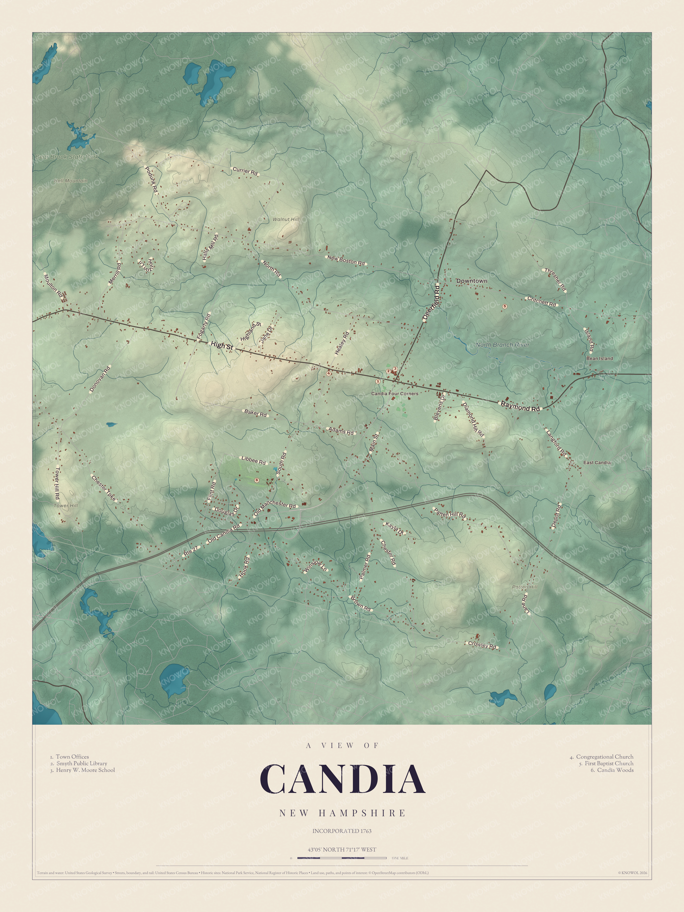 Map of Candia, New Hampshire