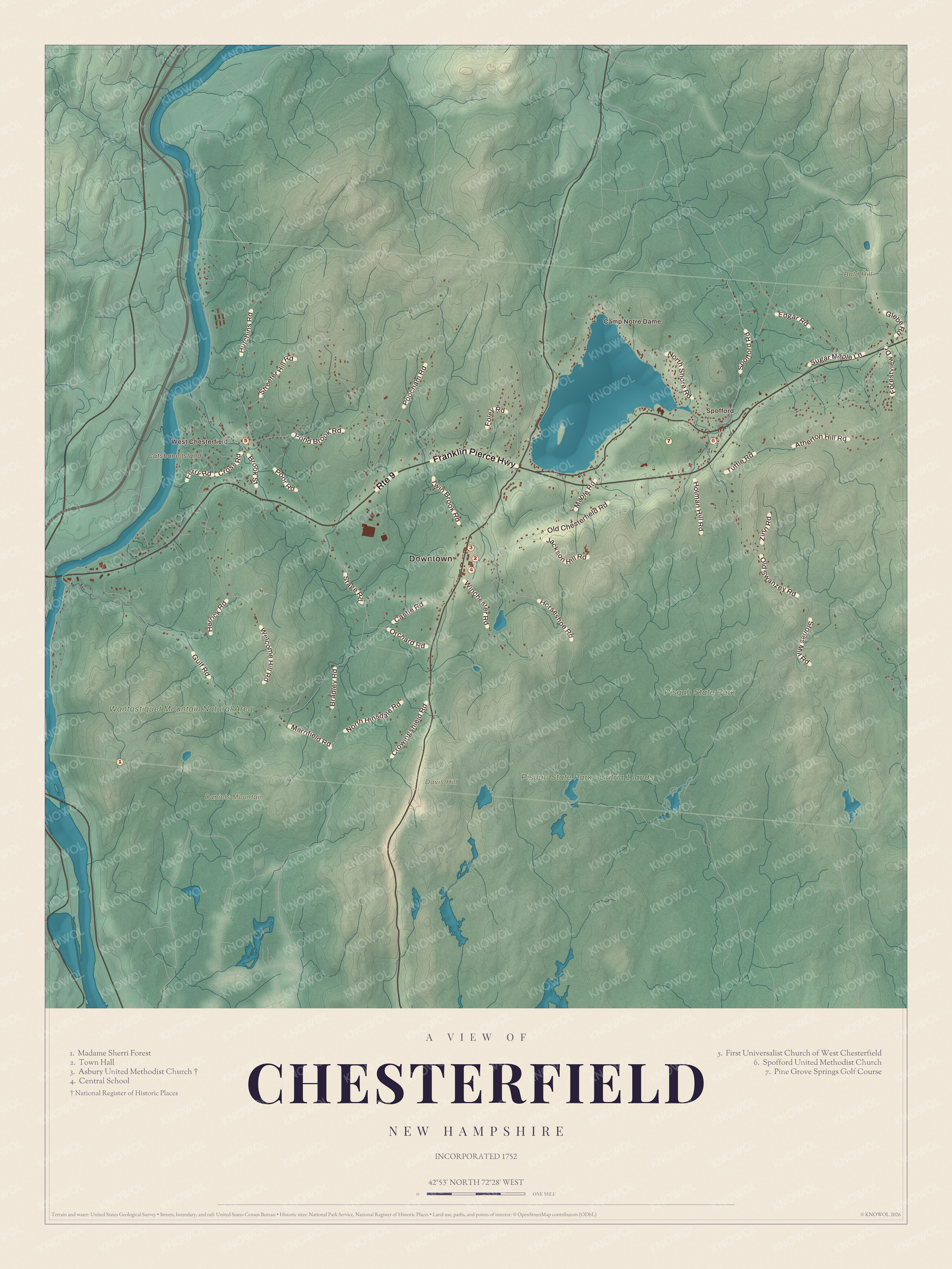 Map of Chesterfield, New Hampshire