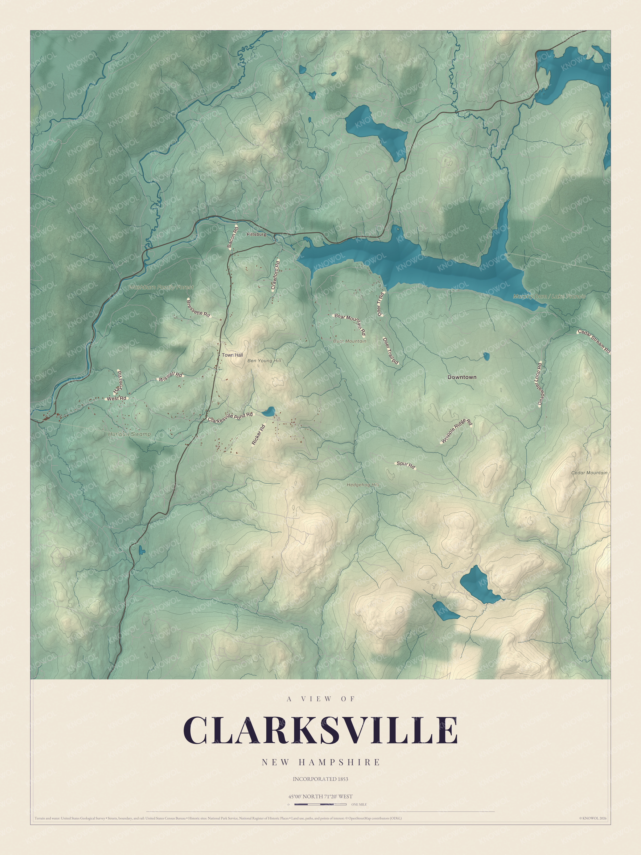 Map of Clarksville, New Hampshire