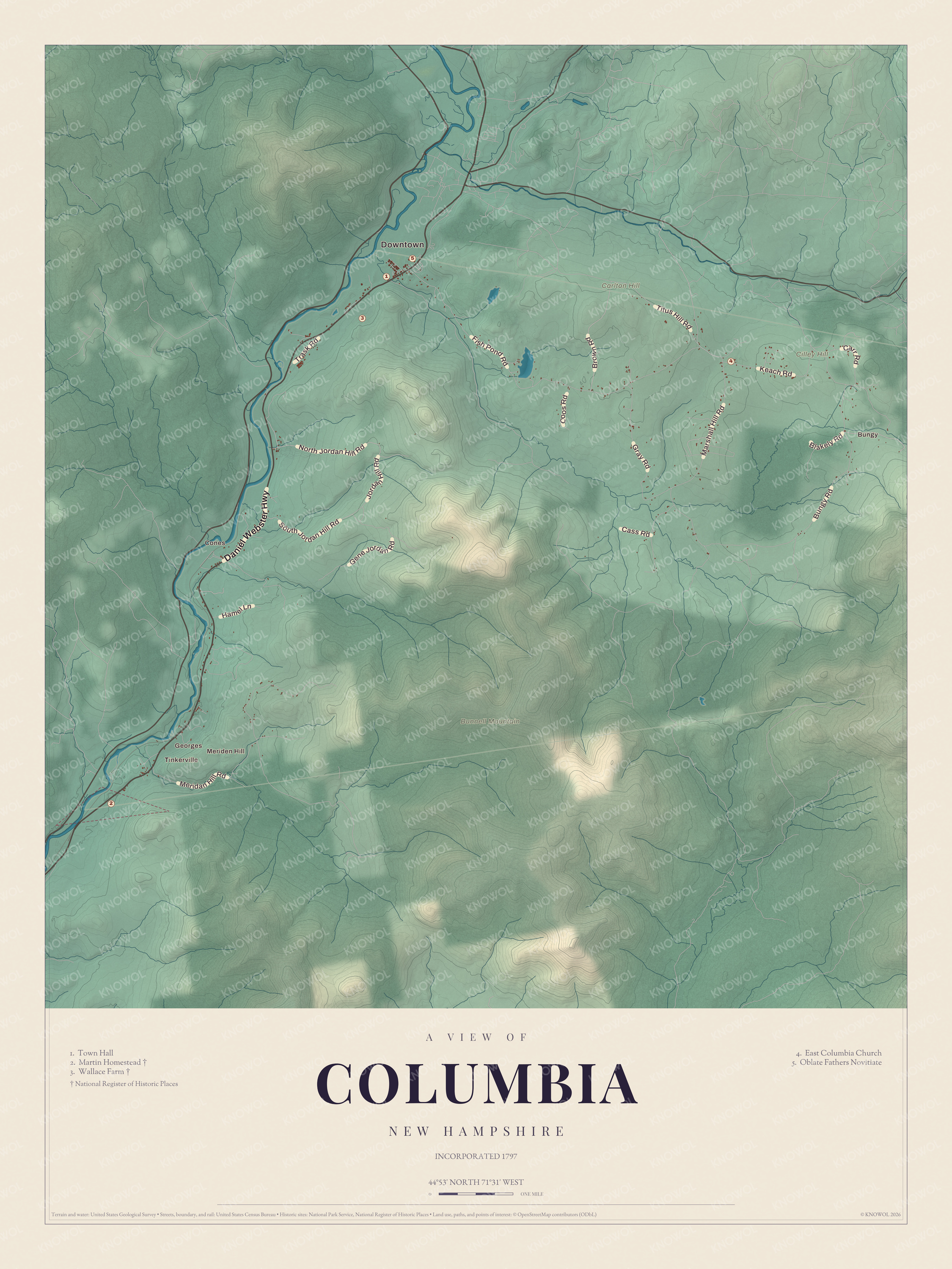 Map of Columbia, New Hampshire