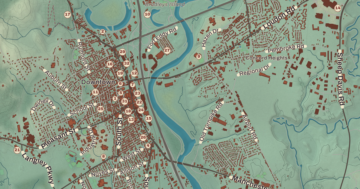 Beautifully Detailed Map of Concord, New Hampshire
