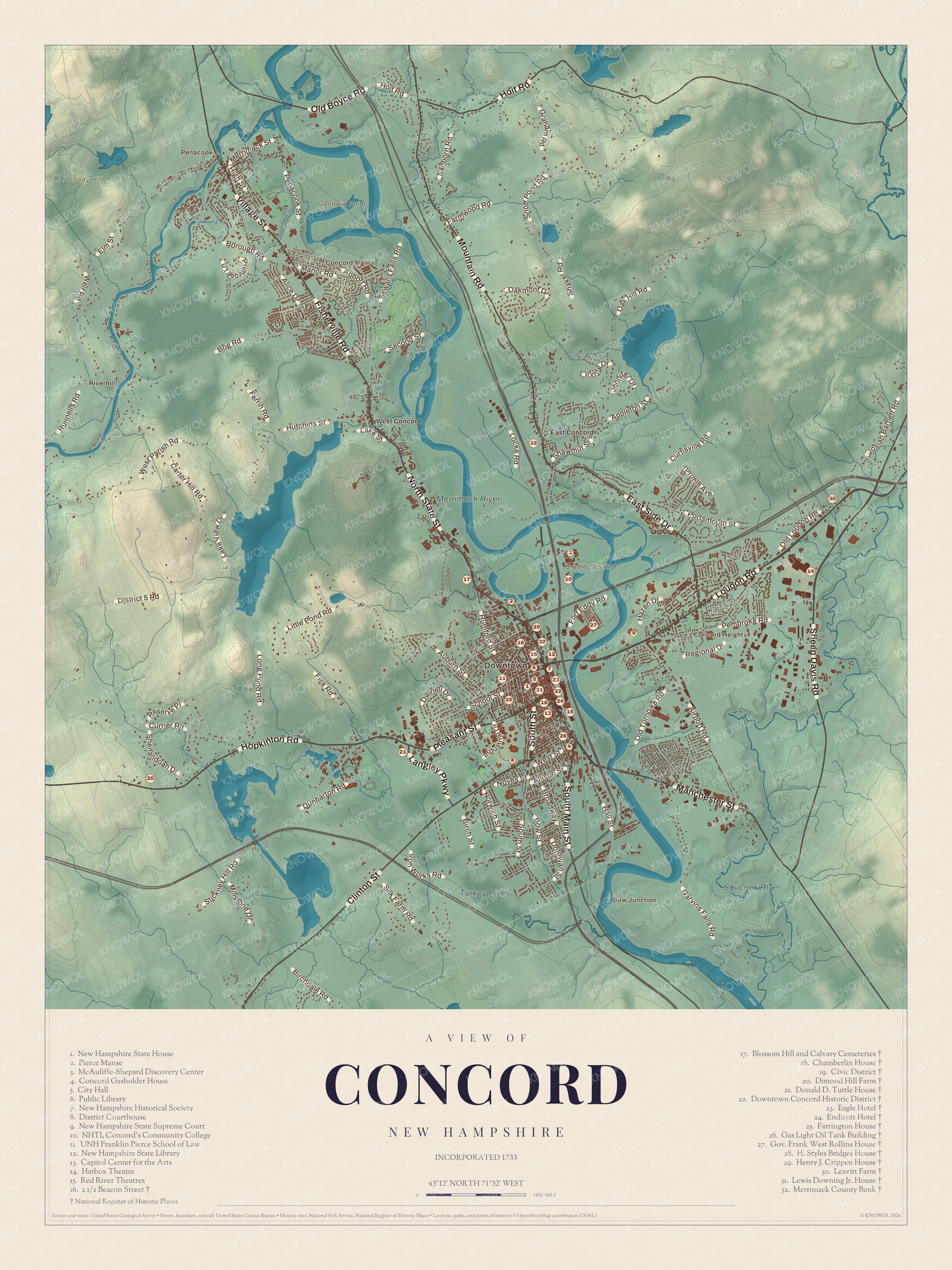 Map of Concord, New Hampshire