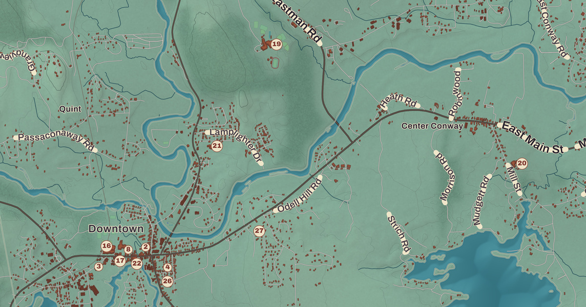 Beautifully Detailed Map of Conway, New Hampshire