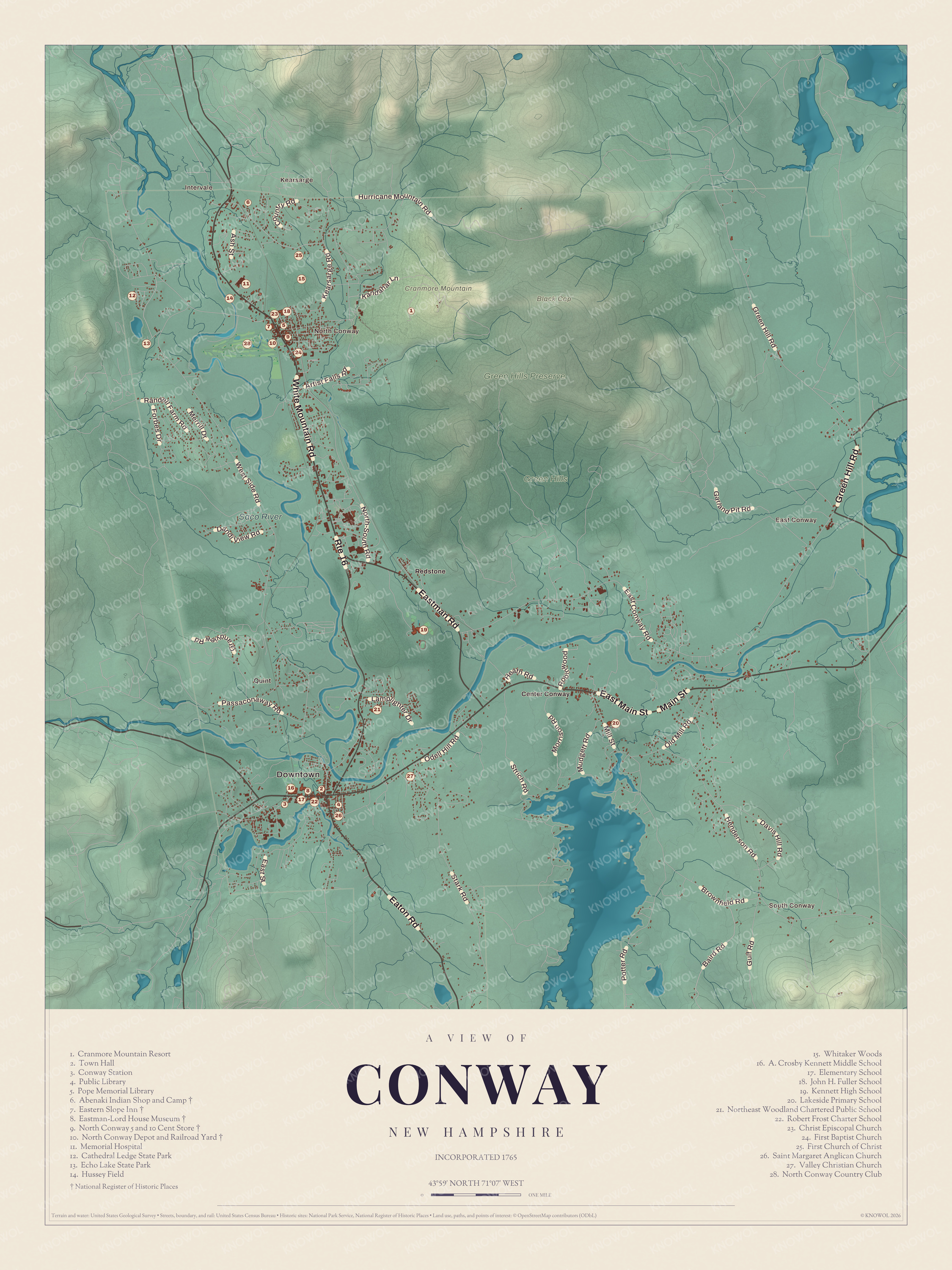 Map of Conway, New Hampshire