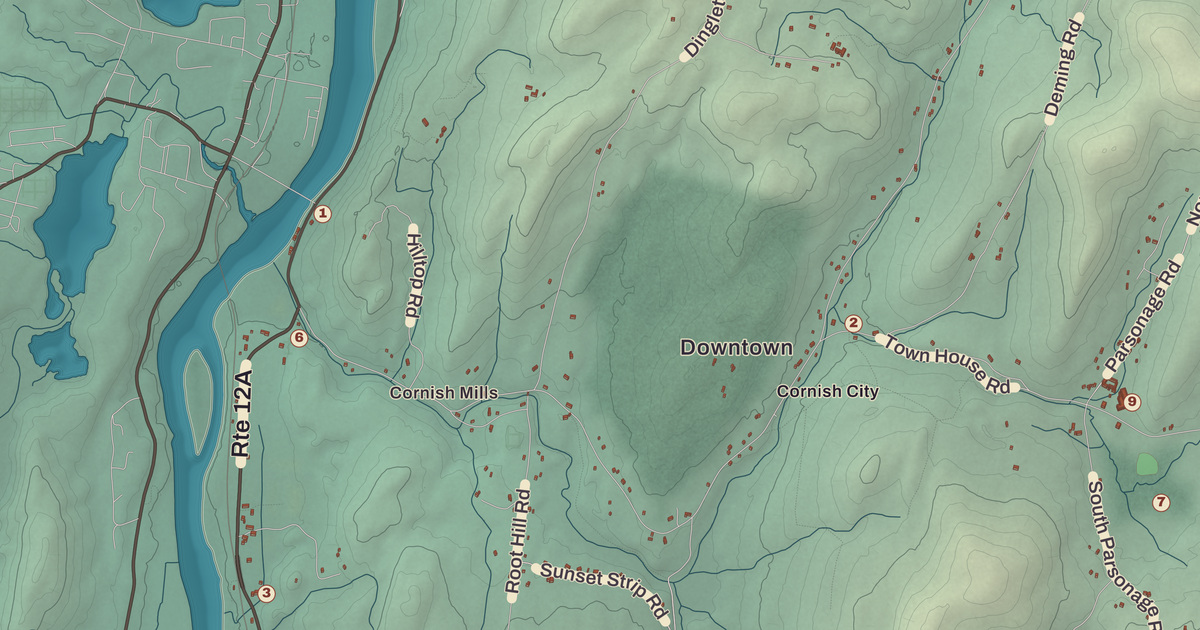 Beautifully Detailed Map of Cornish, New Hampshire