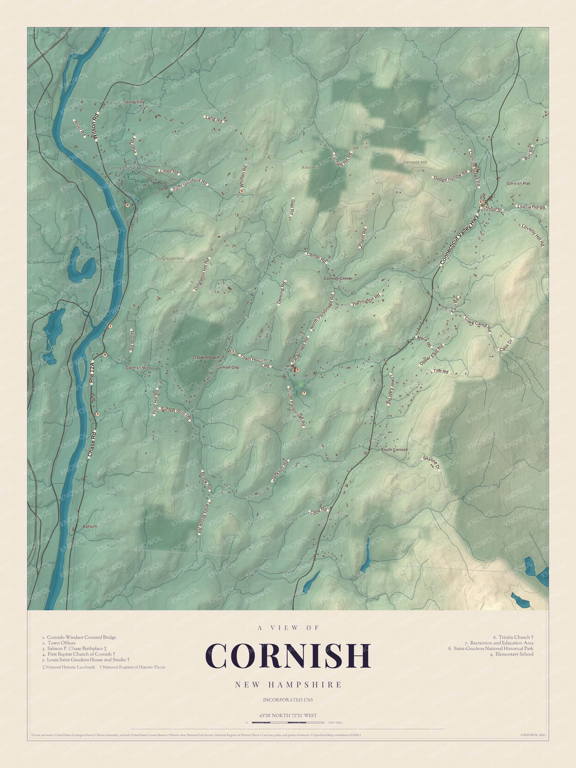 Map of Cornish, New Hampshire