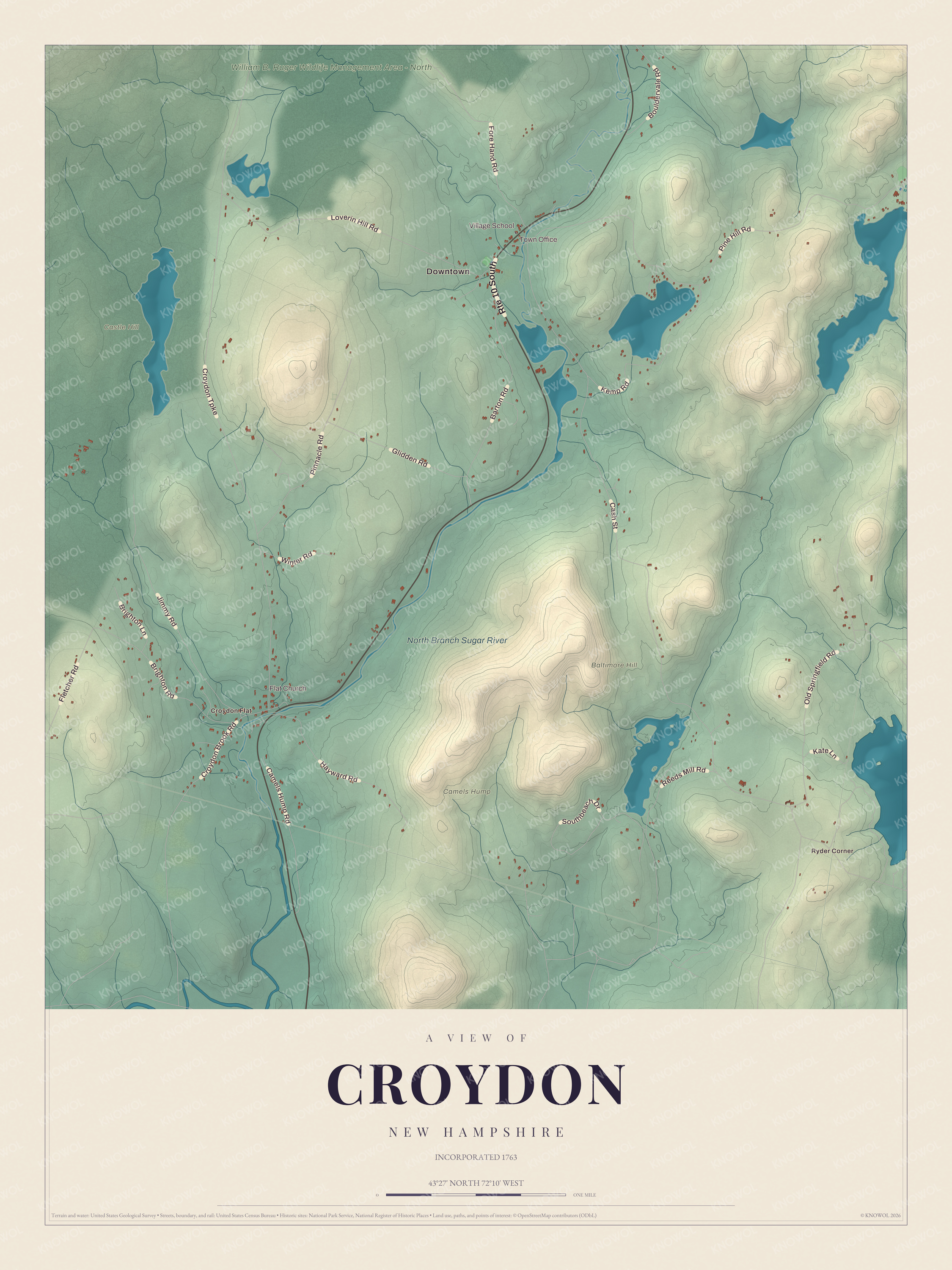 Map of Croydon, New Hampshire