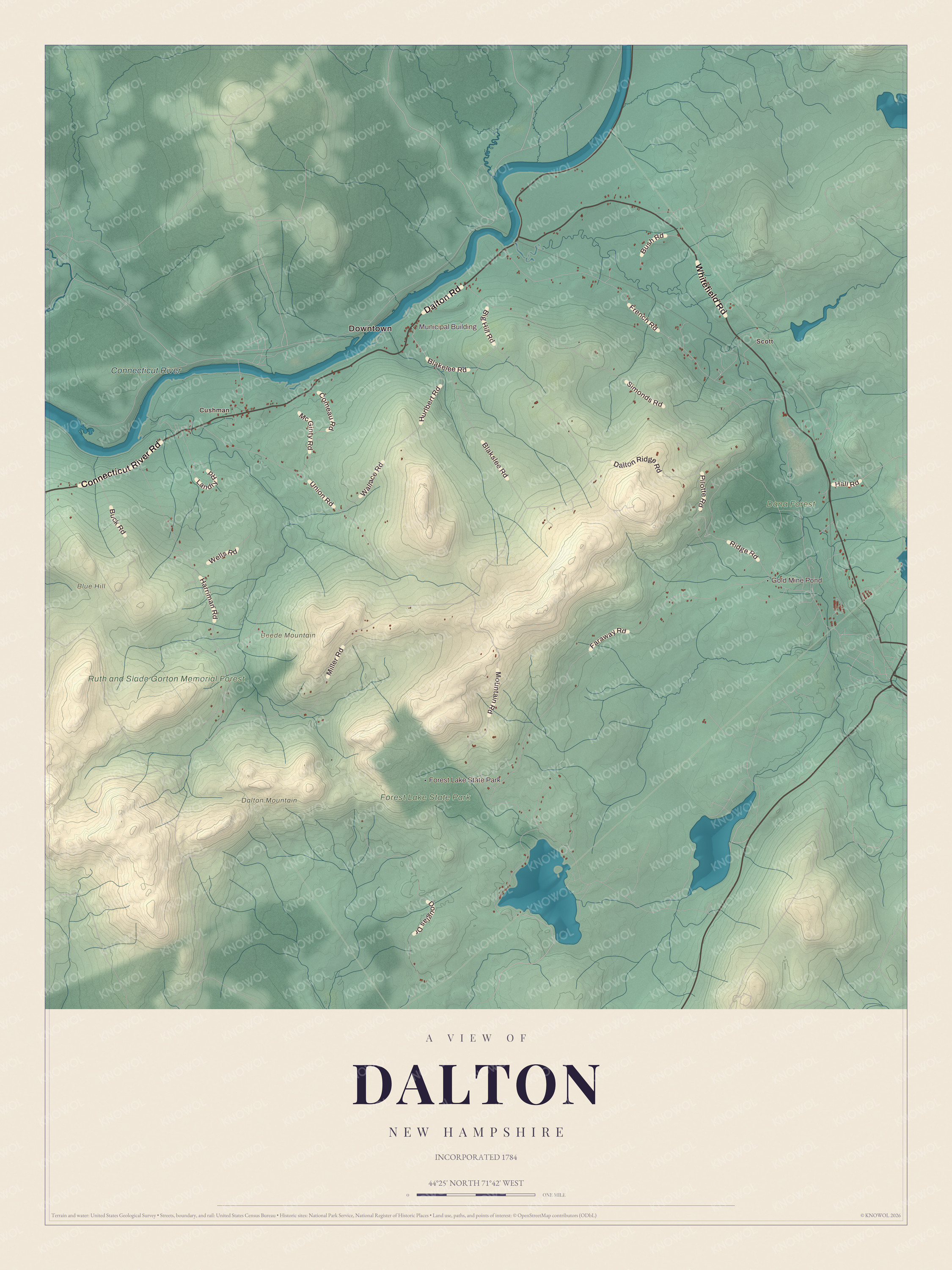 Map of Dalton, New Hampshire