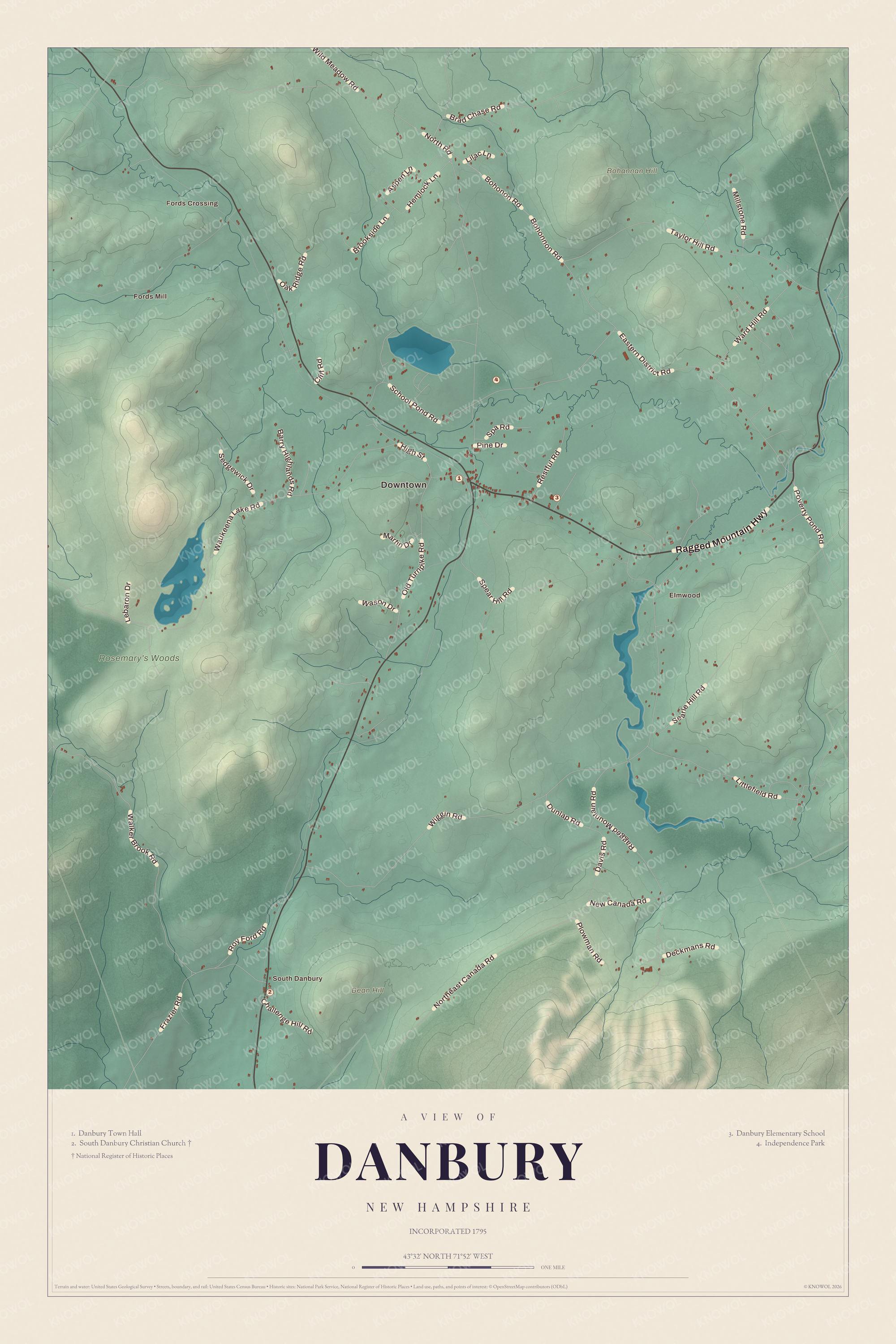 Map of Danbury, New Hampshire