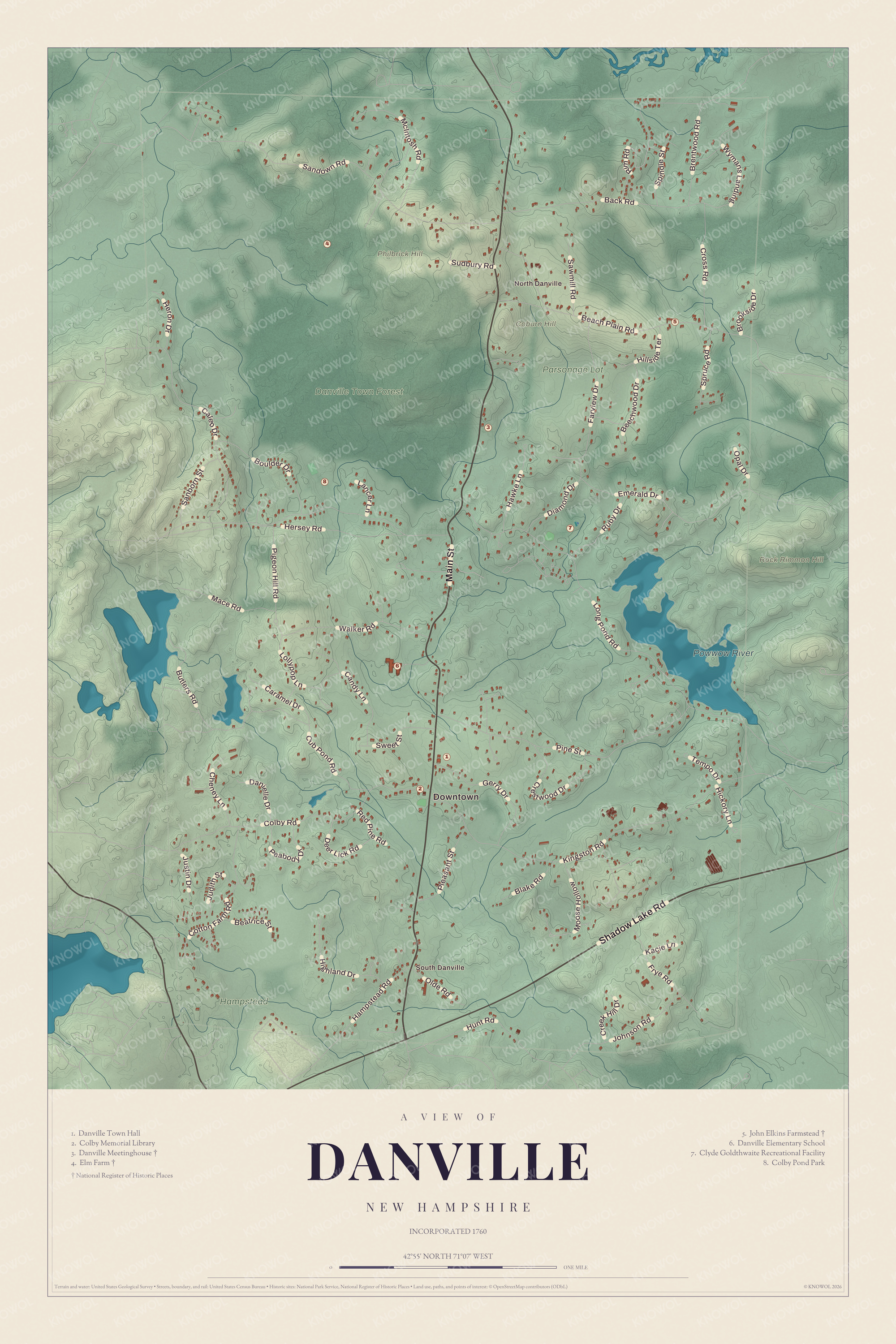 Map of Danville, New Hampshire