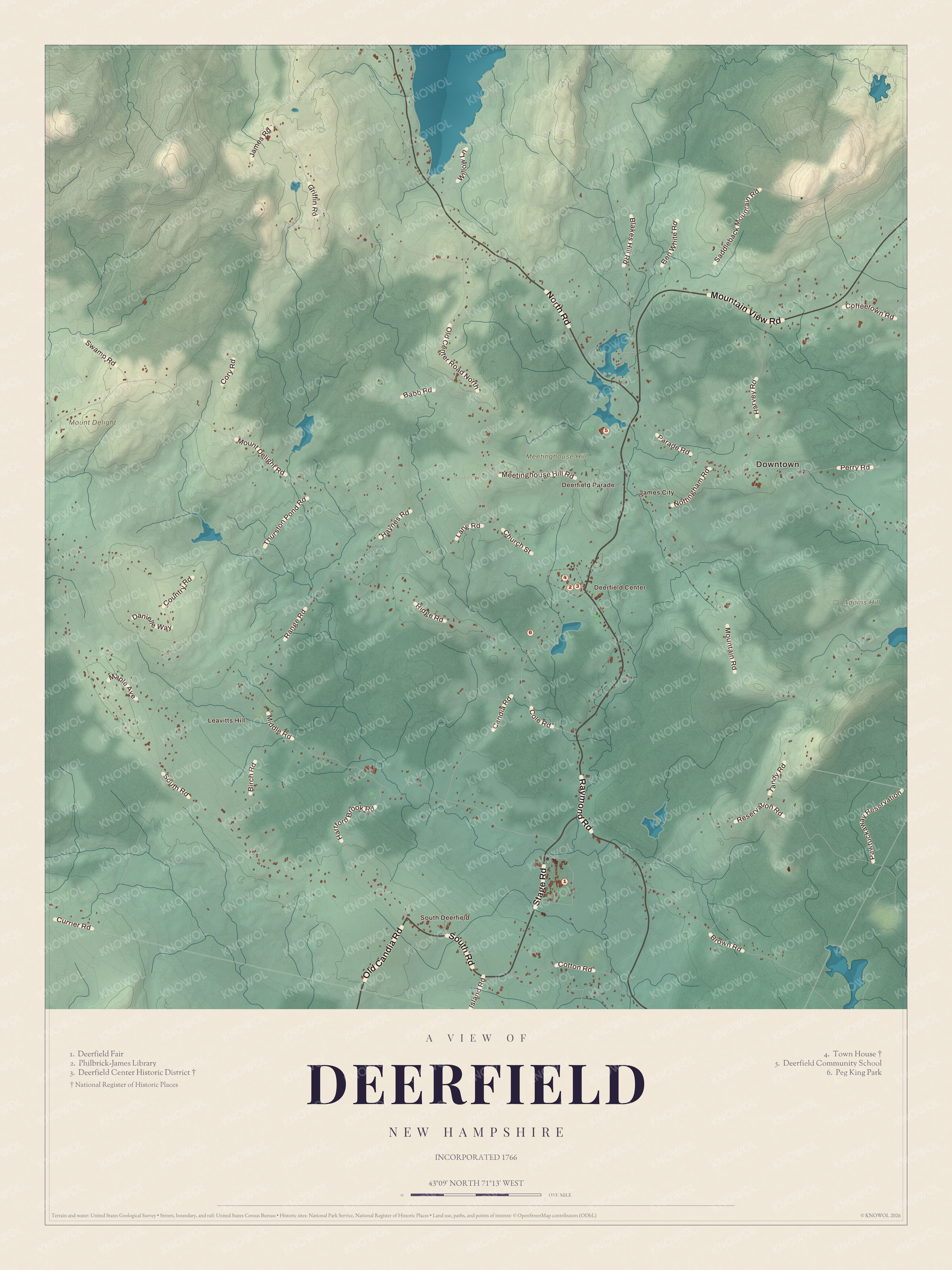 Map of Deerfield, New Hampshire