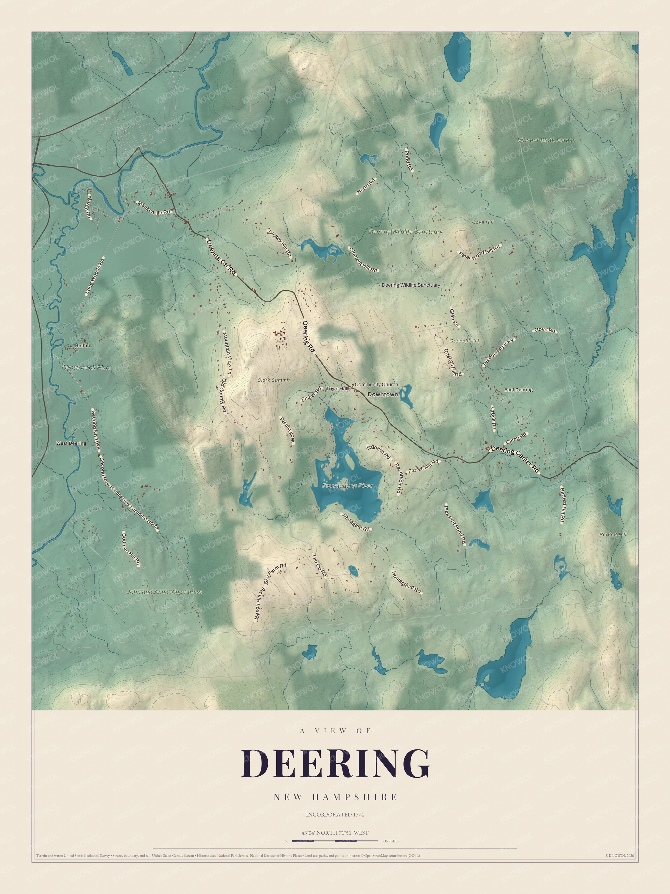 Map of Deering, New Hampshire