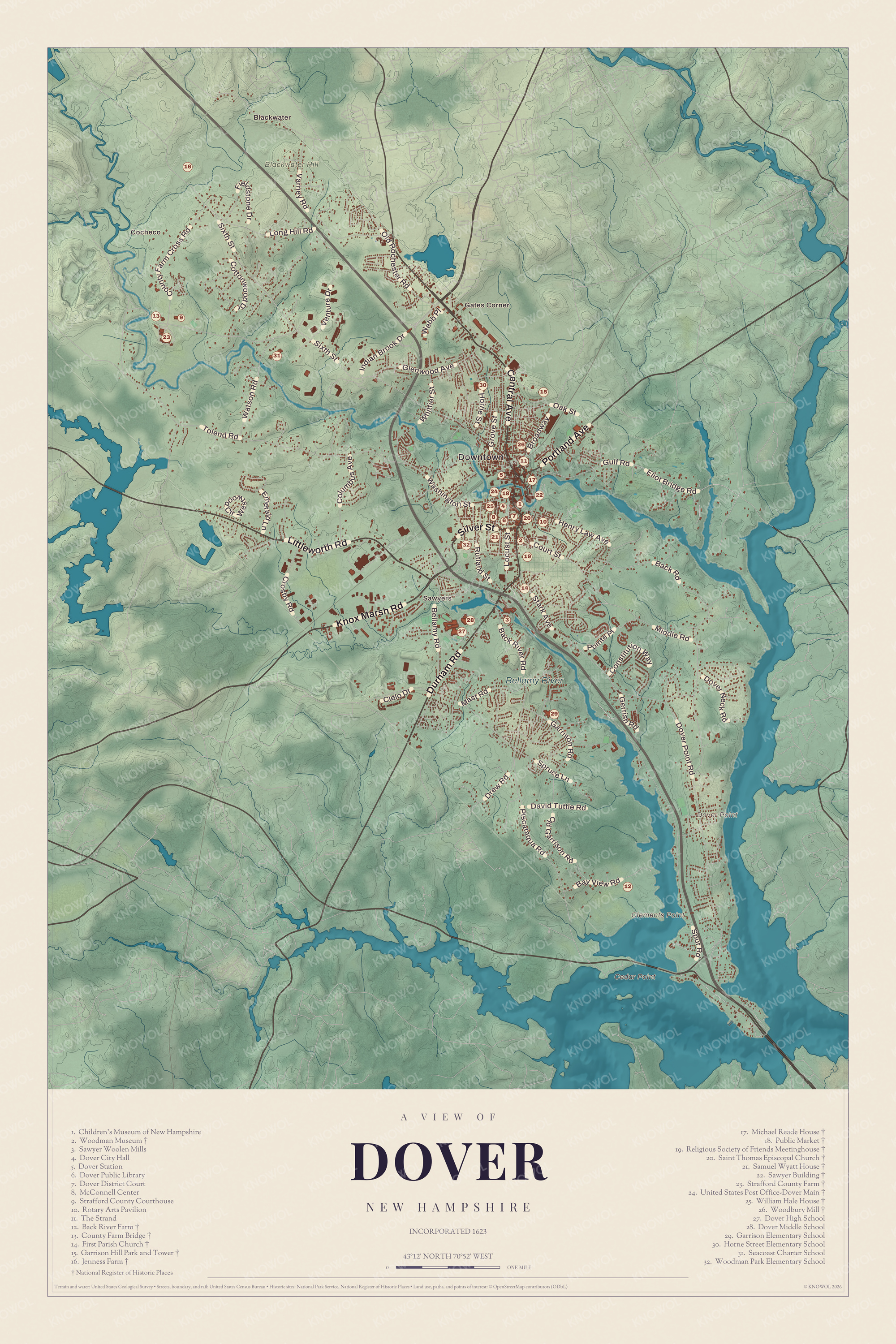 Map of Dover, New Hampshire