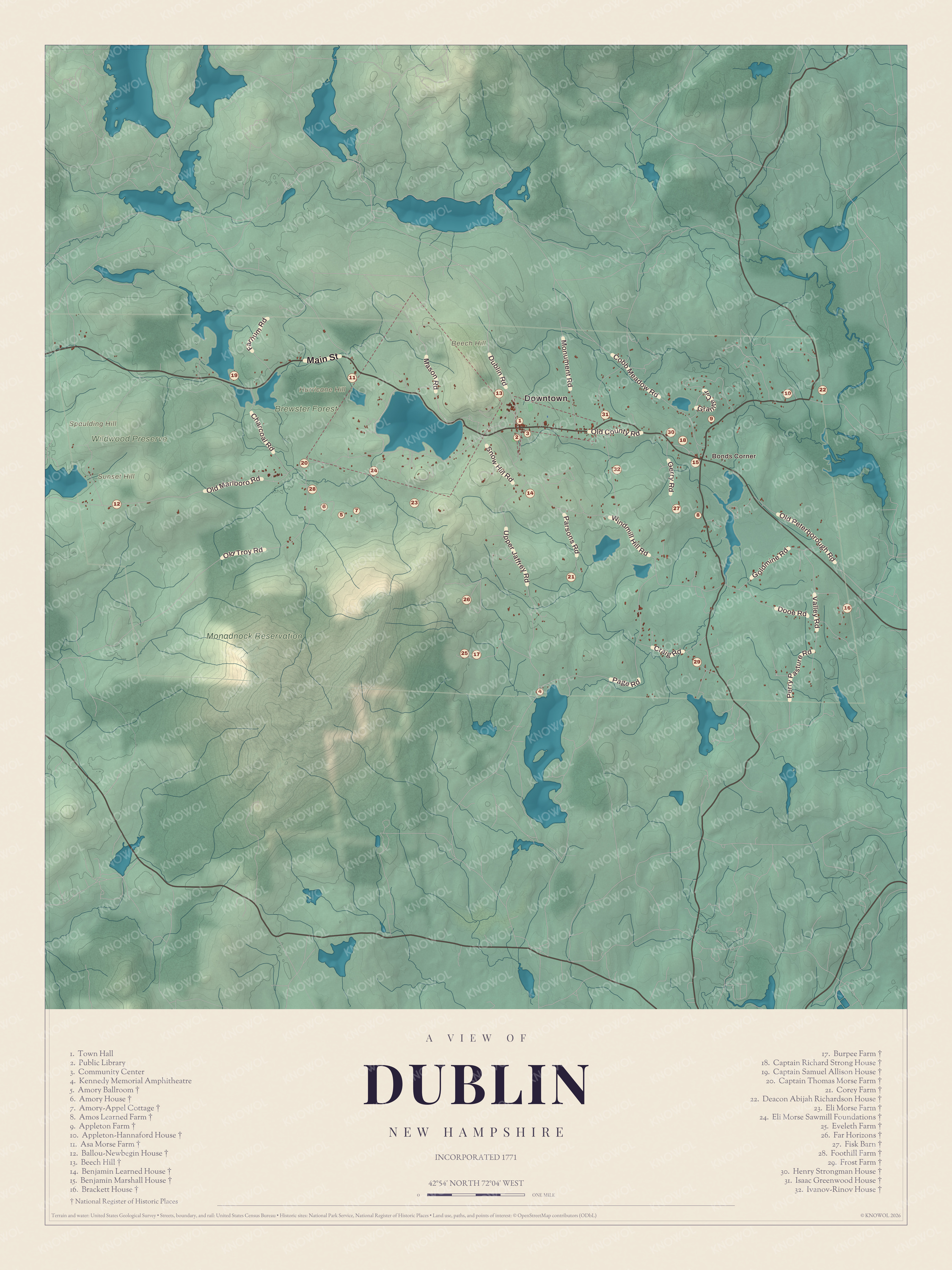 Map of Dublin, New Hampshire