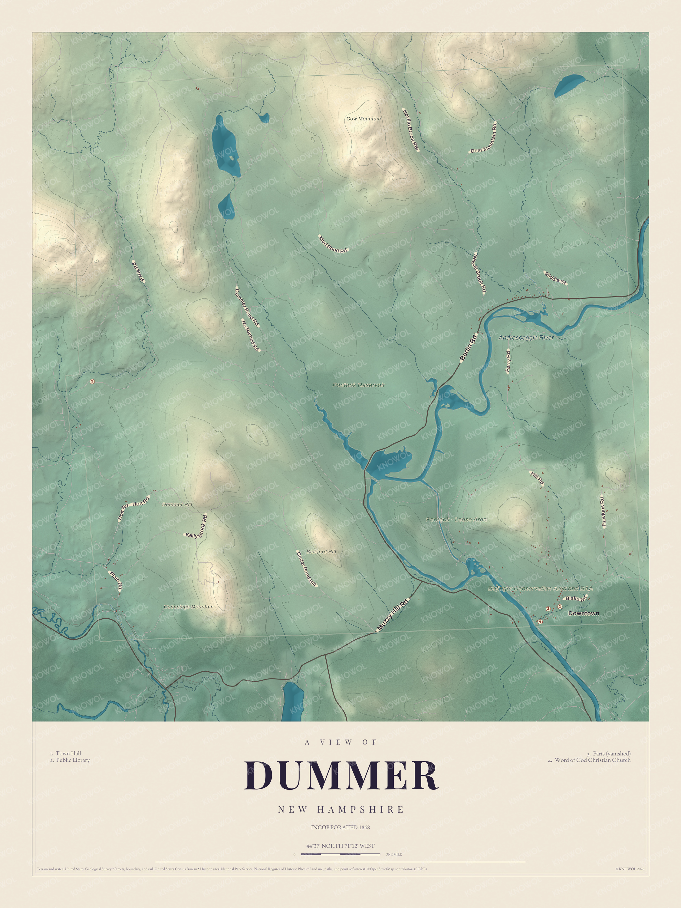 Map of Dummer, New Hampshire