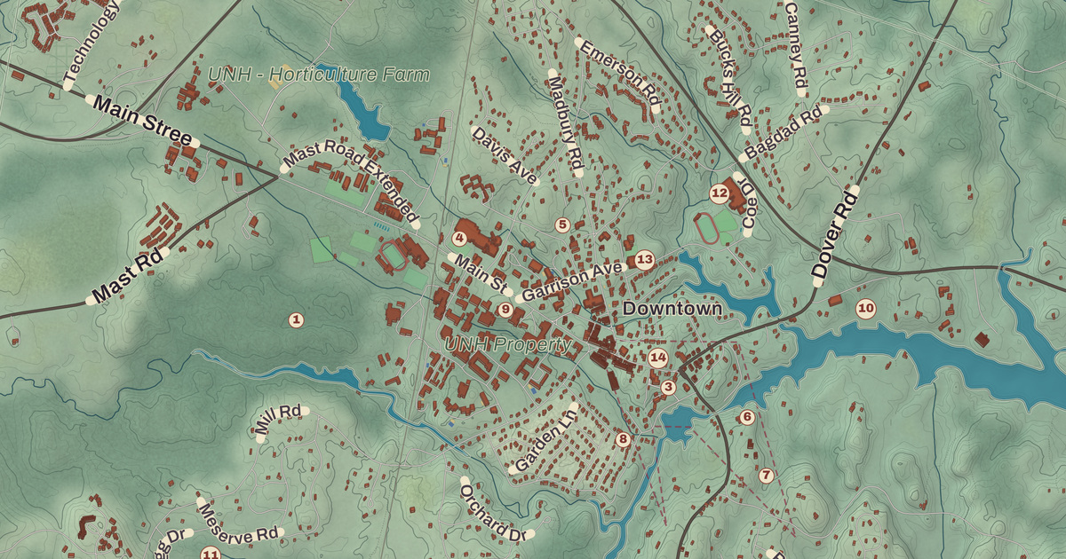 Beautifully Detailed Map of Durham, New Hampshire