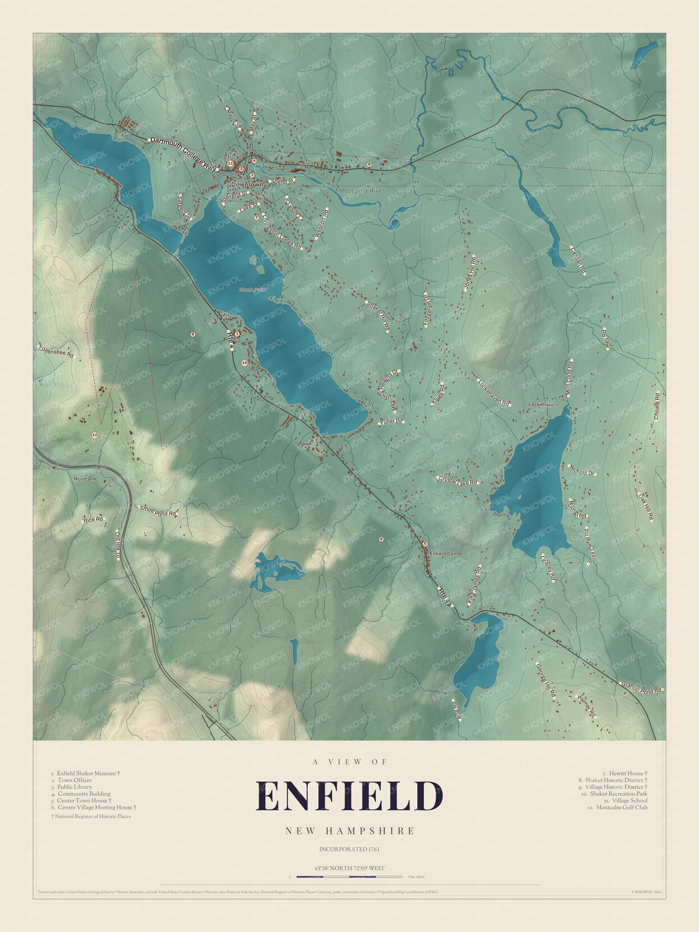 Map of Enfield, New Hampshire
