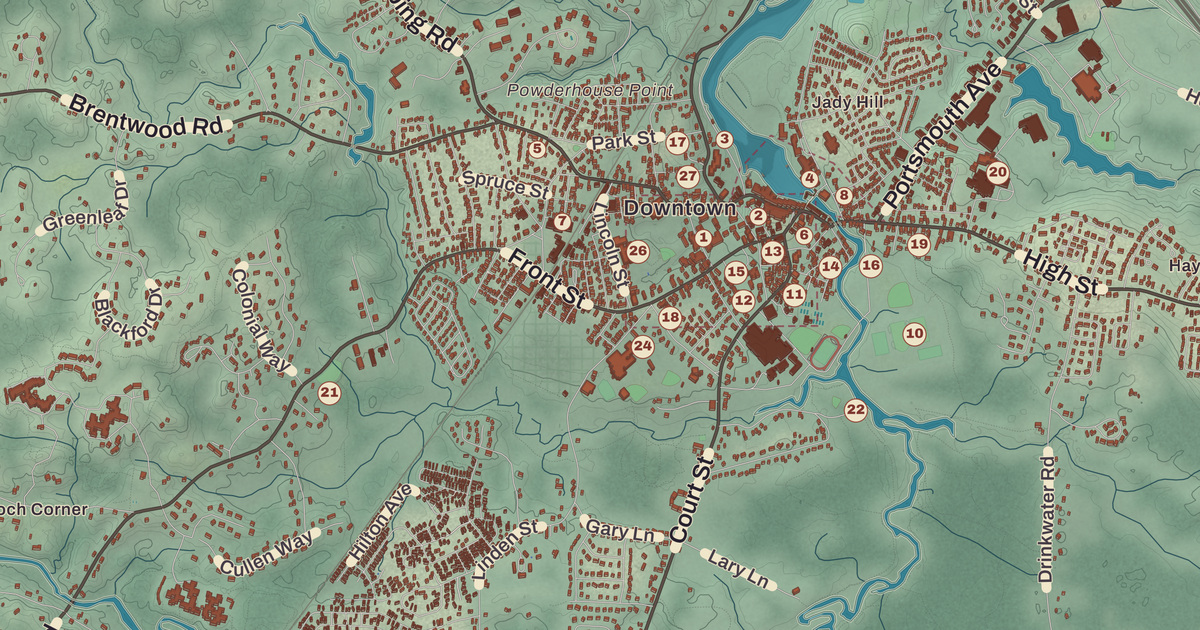 Beautifully Detailed Map of Exeter, New Hampshire