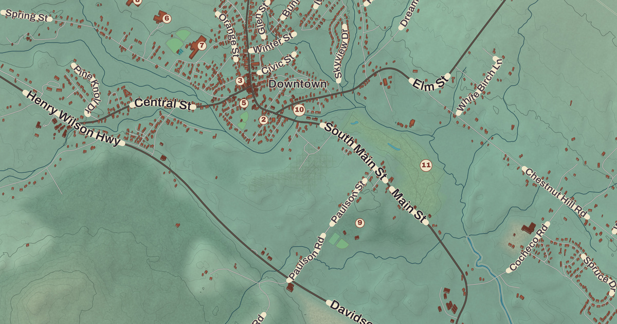 Beautifully Detailed Map of Farmington, New Hampshire