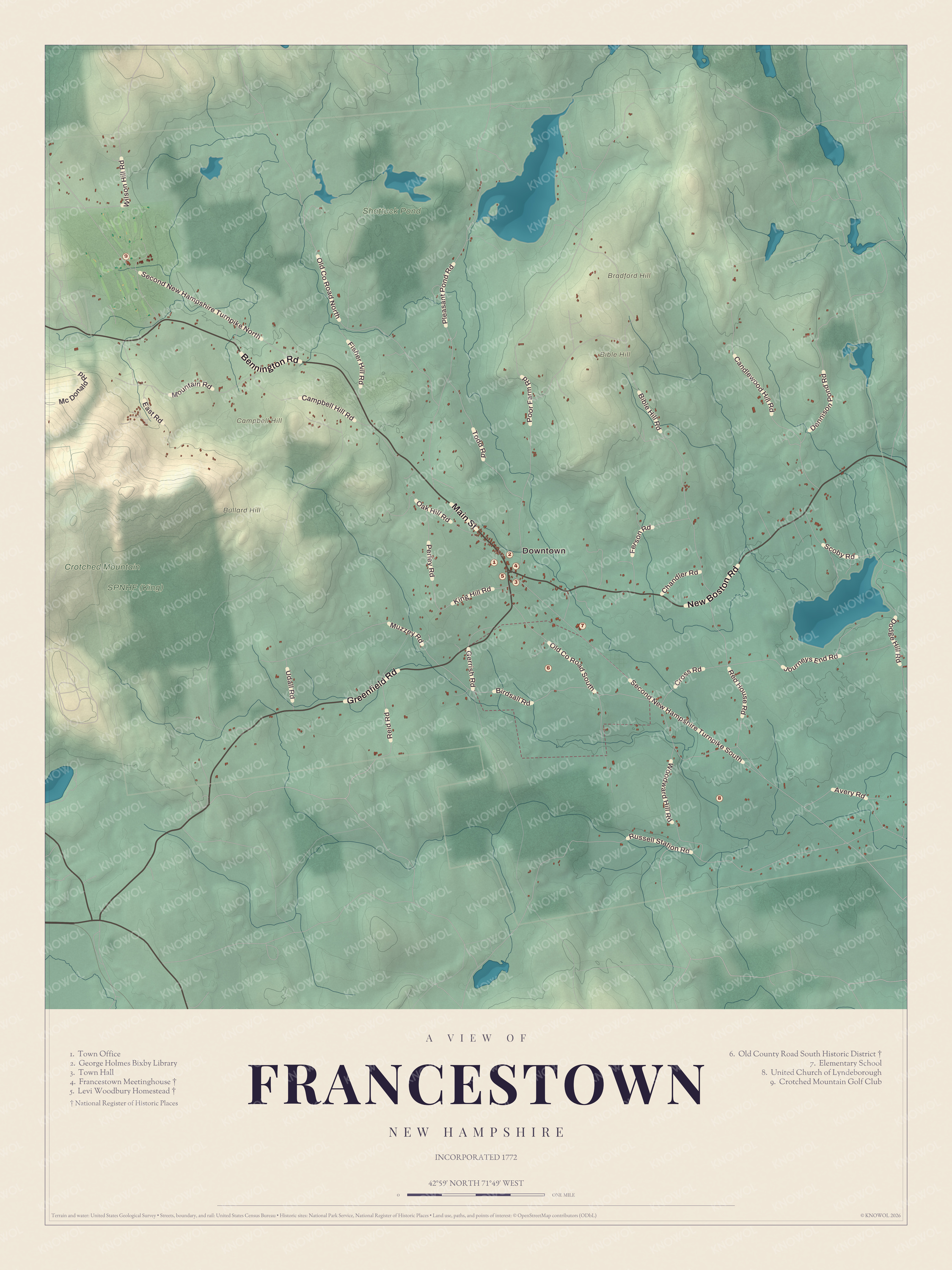 Map of Francestown, New Hampshire