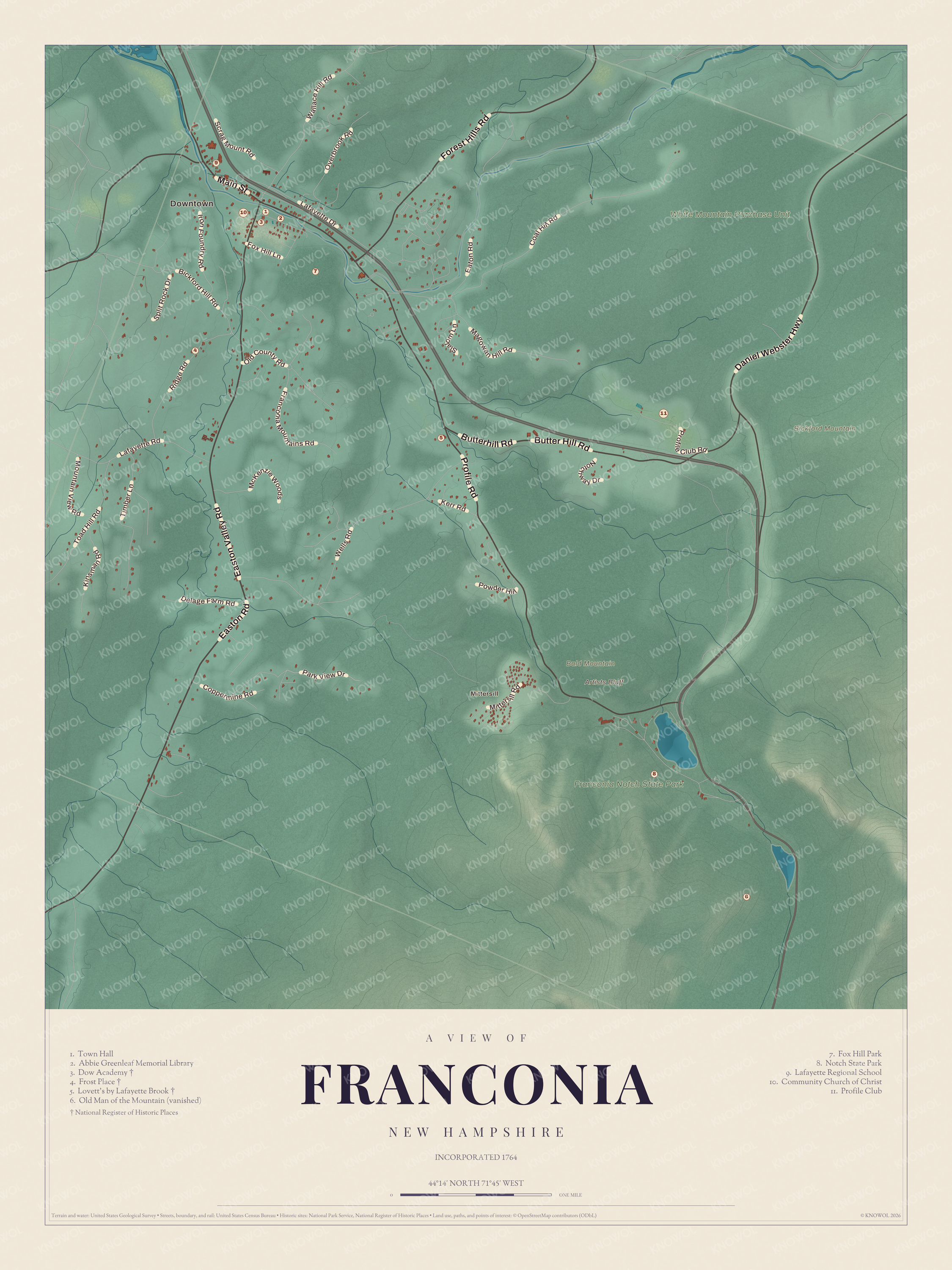 Map of Franconia, New Hampshire