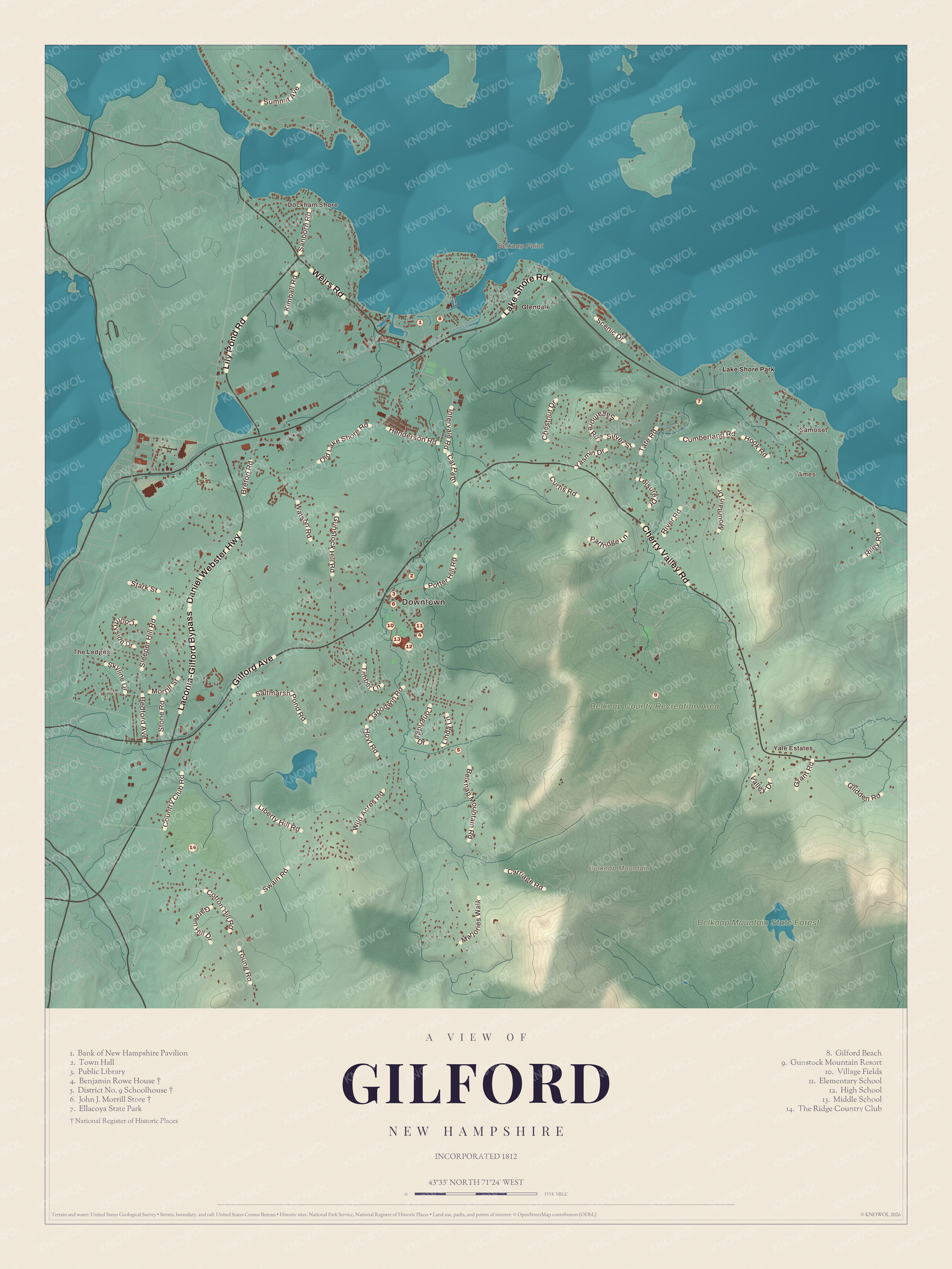 Map of Gilford, New Hampshire