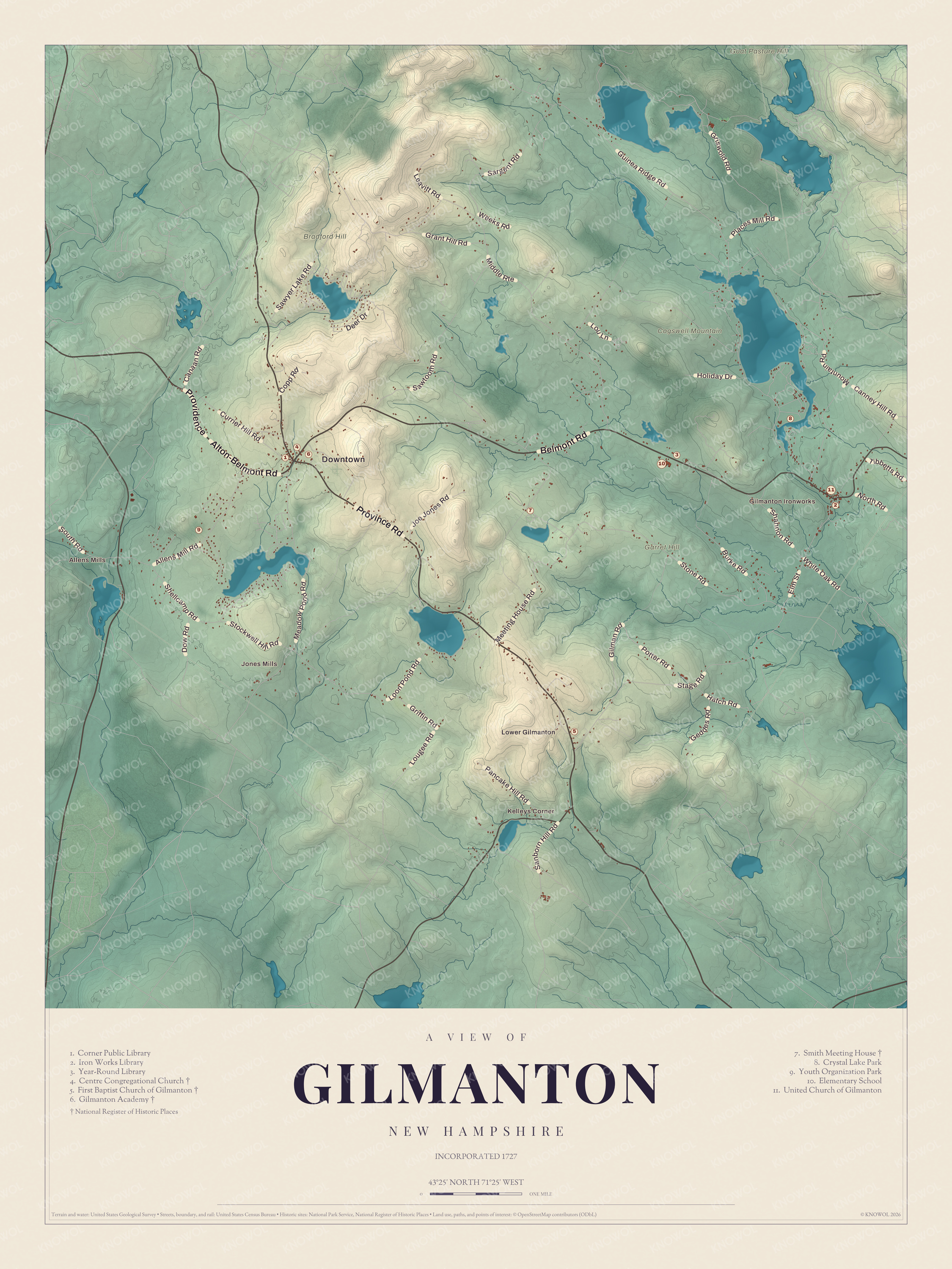 Map of Gilmanton, New Hampshire