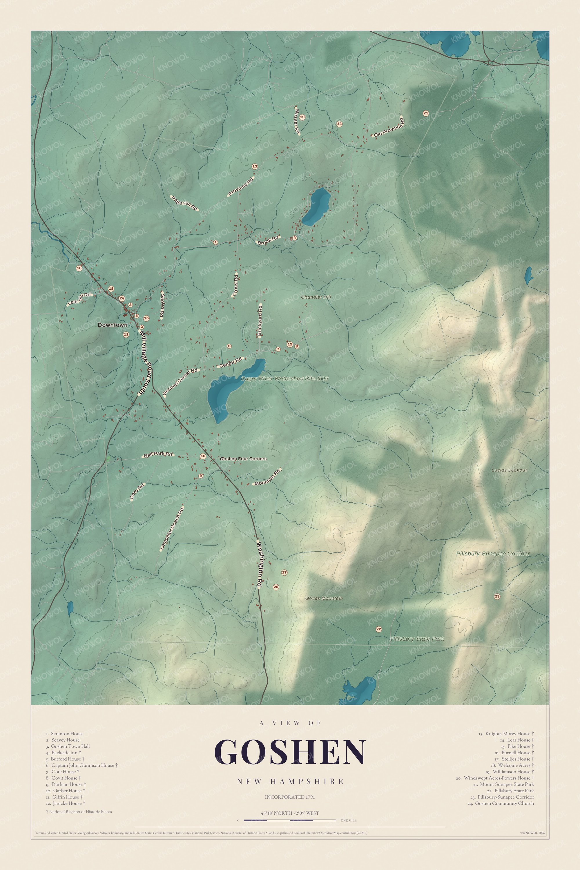 Map of Goshen, New Hampshire