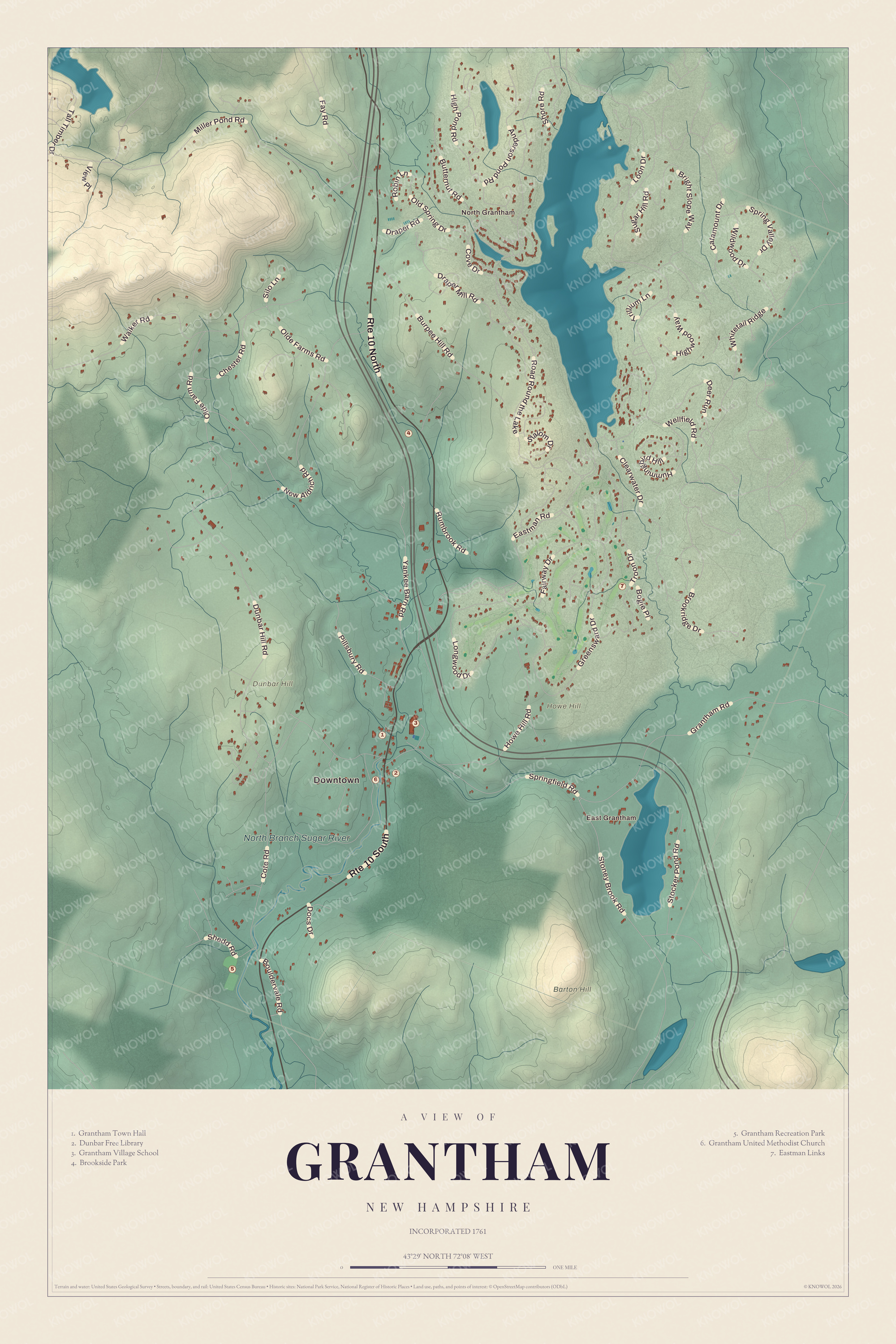 Map of Grantham, New Hampshire