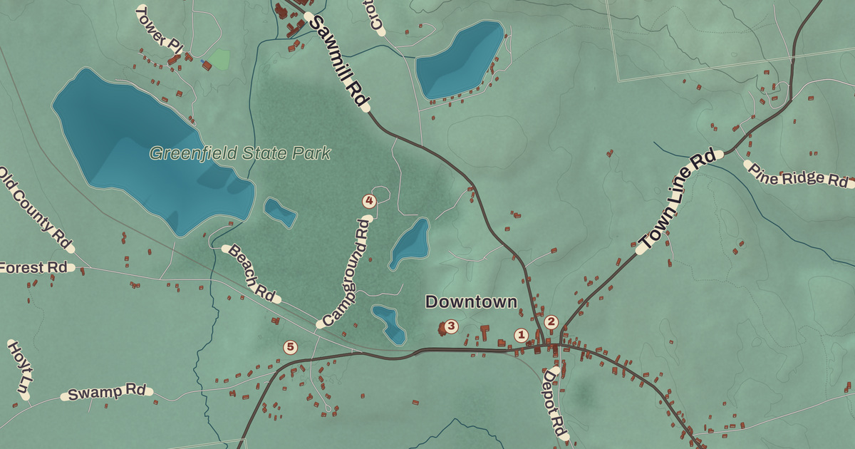 Beautifully Detailed Map of Greenfield, New Hampshire