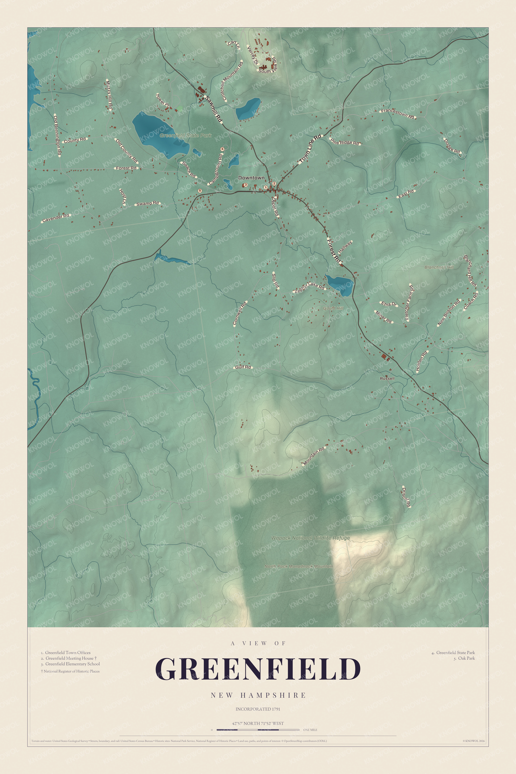 Map of Greenfield, New Hampshire