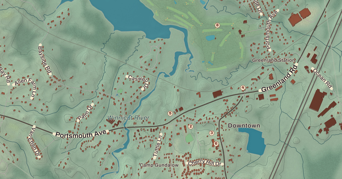 Beautifully Detailed Map of Greenland, New Hampshire