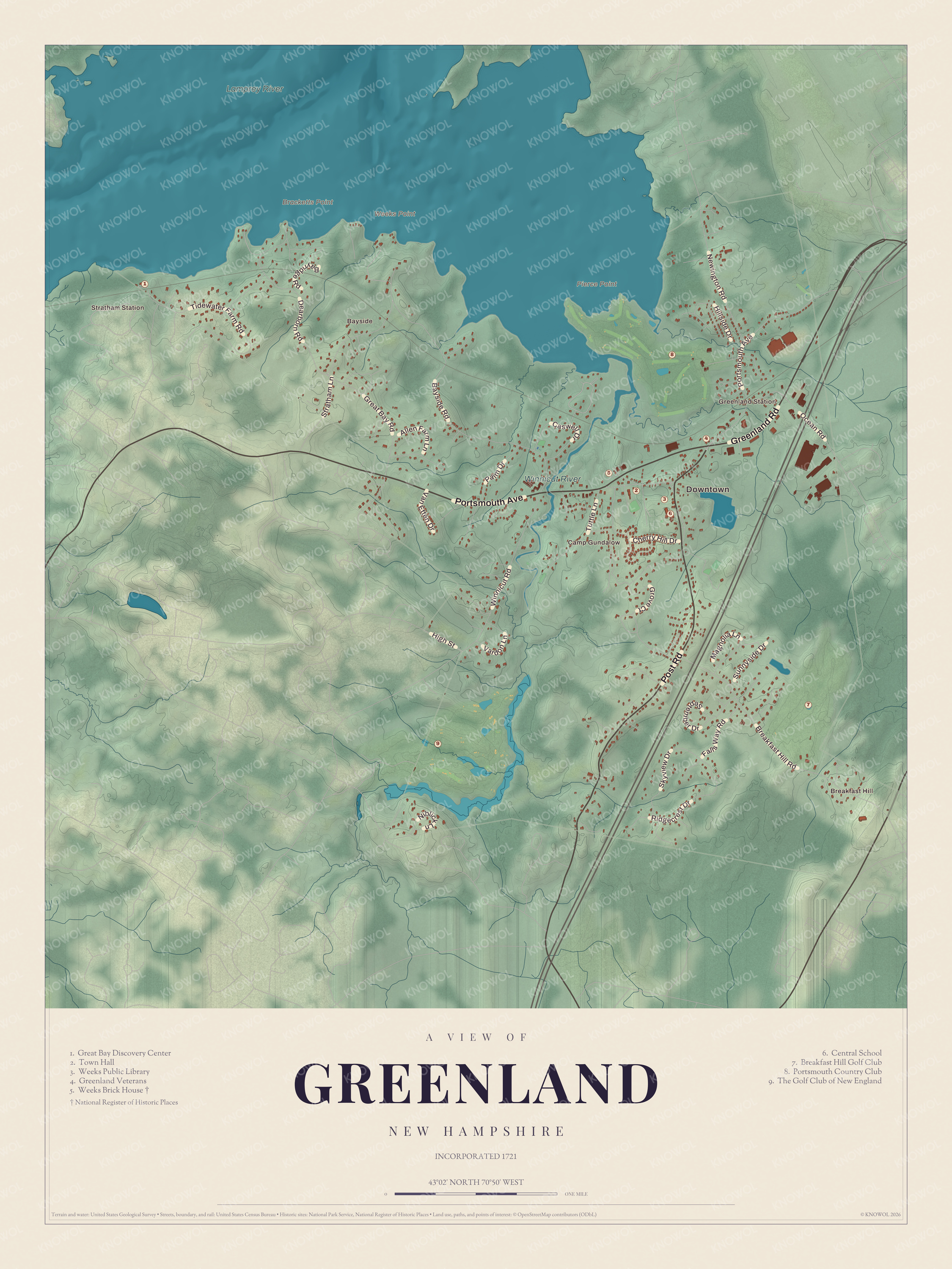 Map of Greenland, New Hampshire