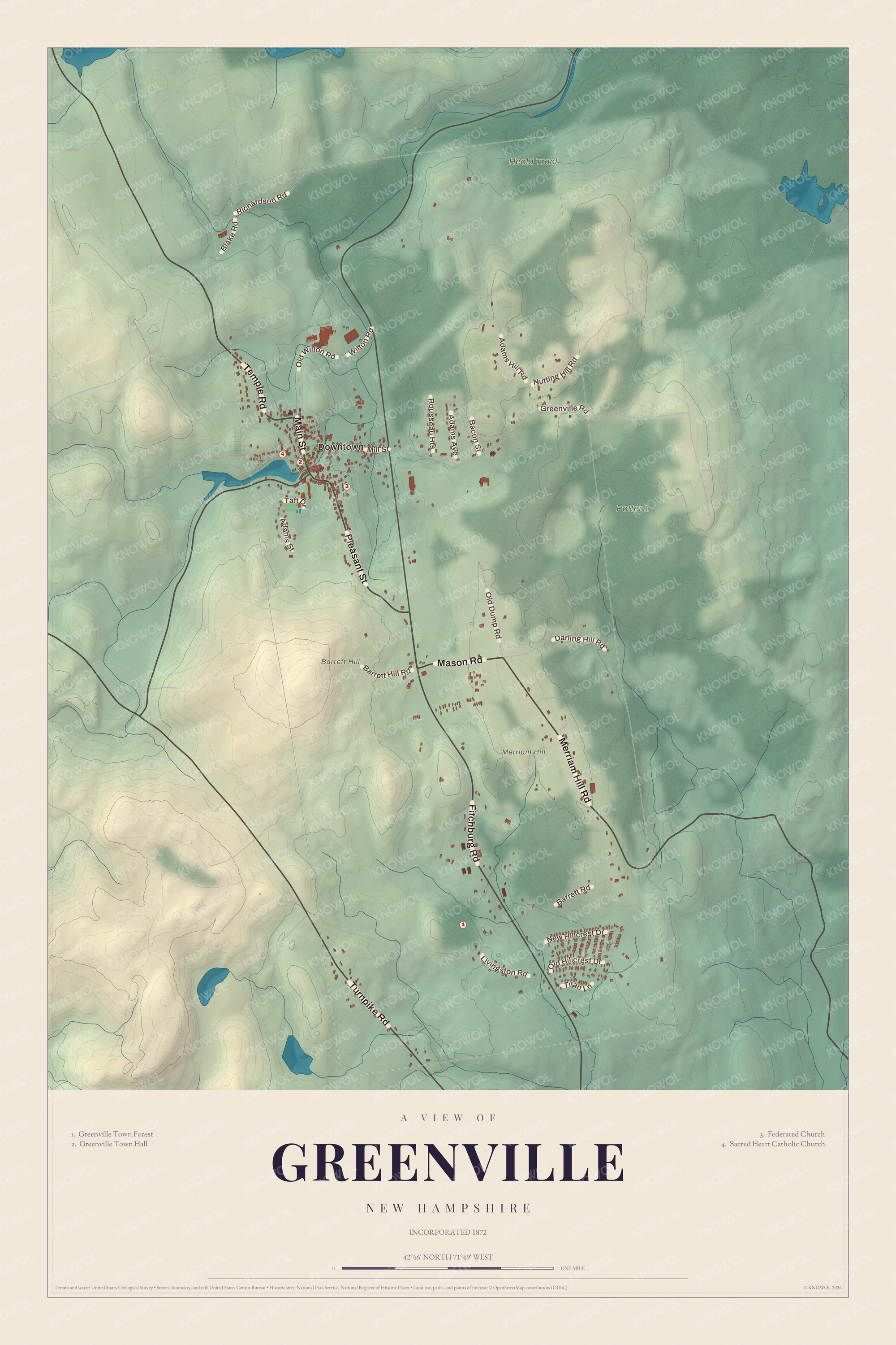 Map of Greenville, New Hampshire