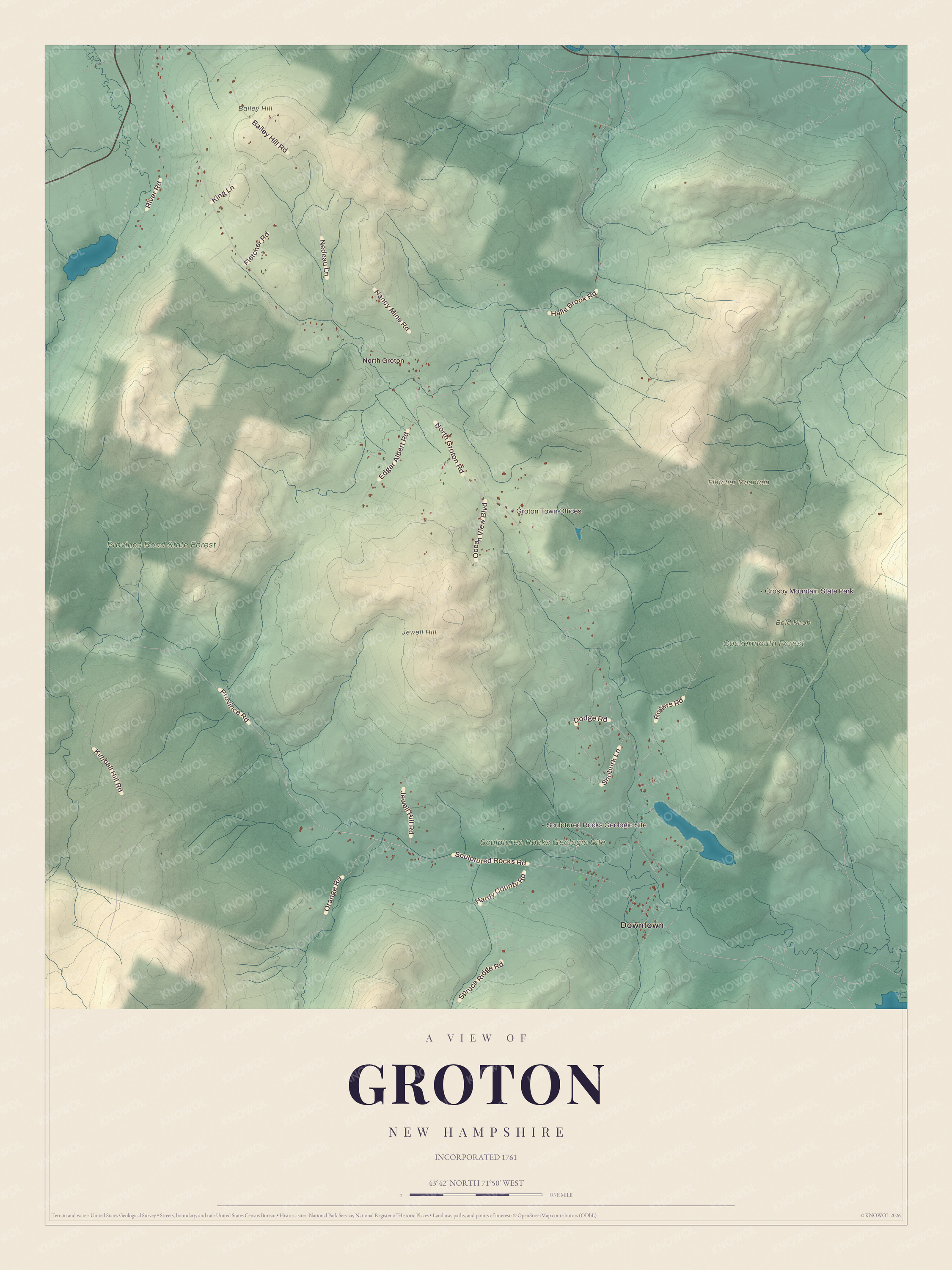 Map of Groton, New Hampshire