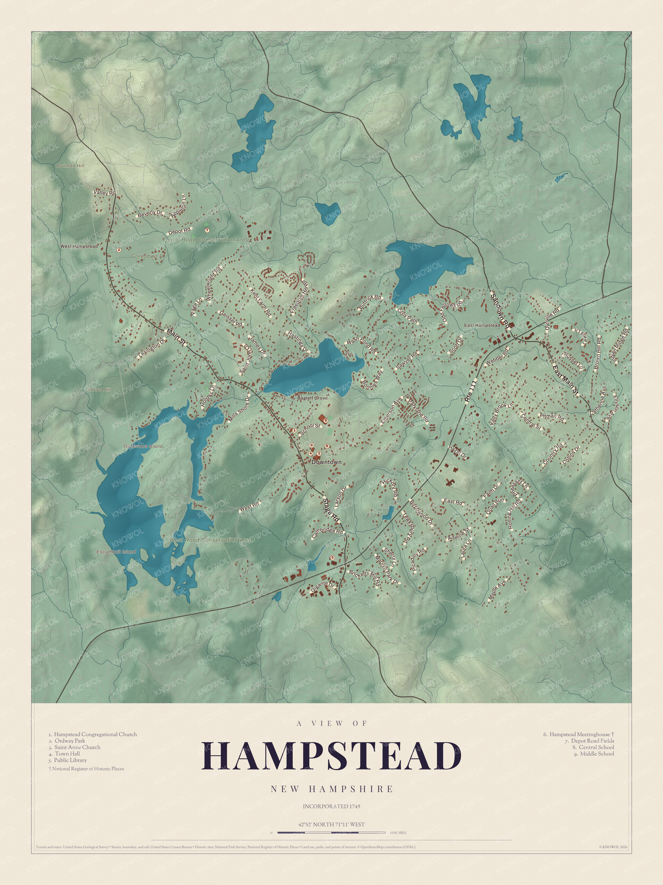 Map of Hampstead, New Hampshire