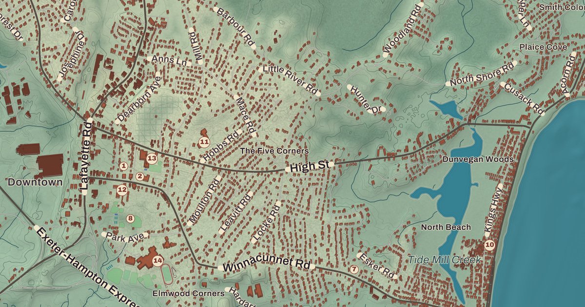 Beautifully Detailed Map of Hampton, New Hampshire