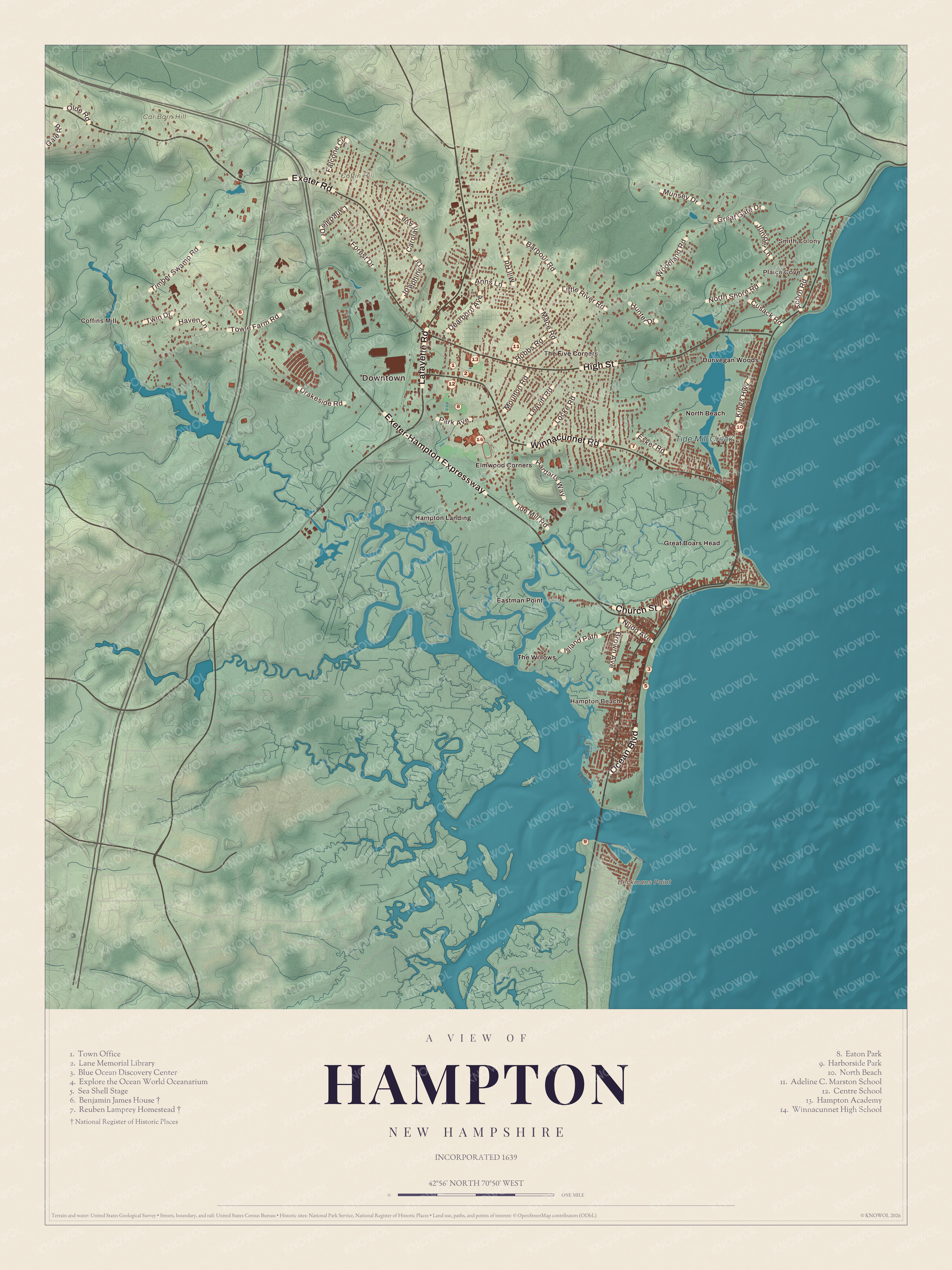 Map of Hampton, New Hampshire