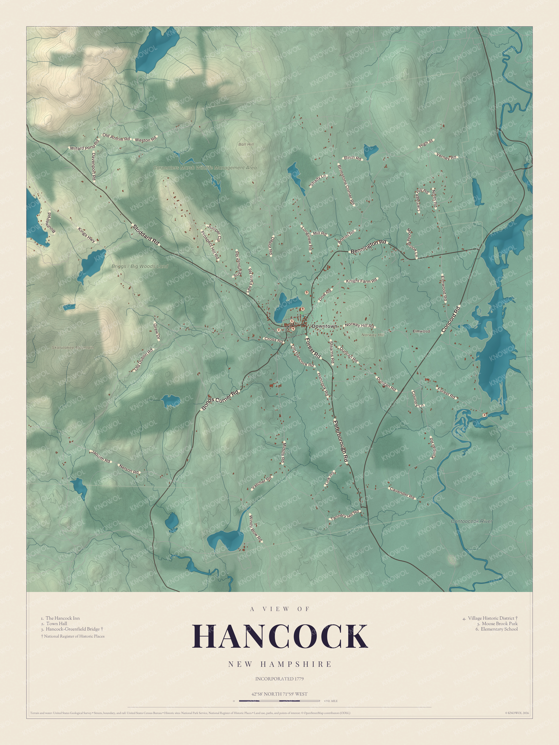 Map of Hancock, New Hampshire
