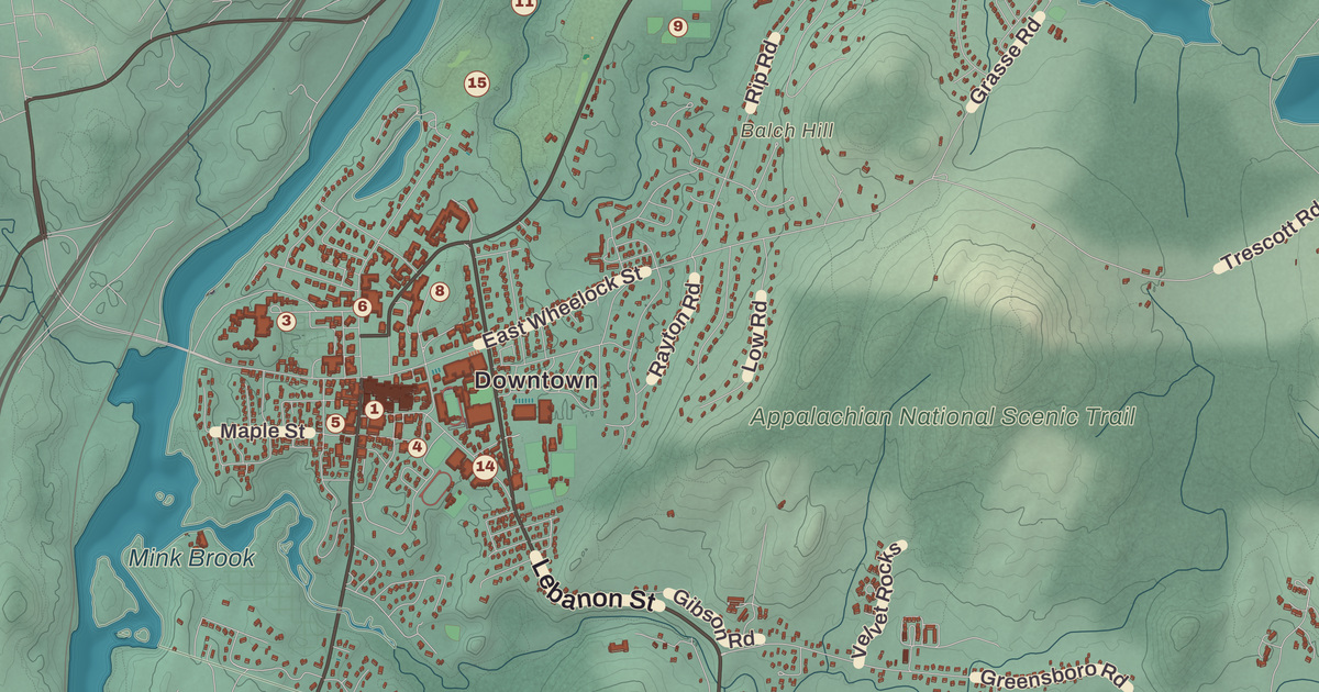 Beautifully Detailed Map of Hanover, New Hampshire