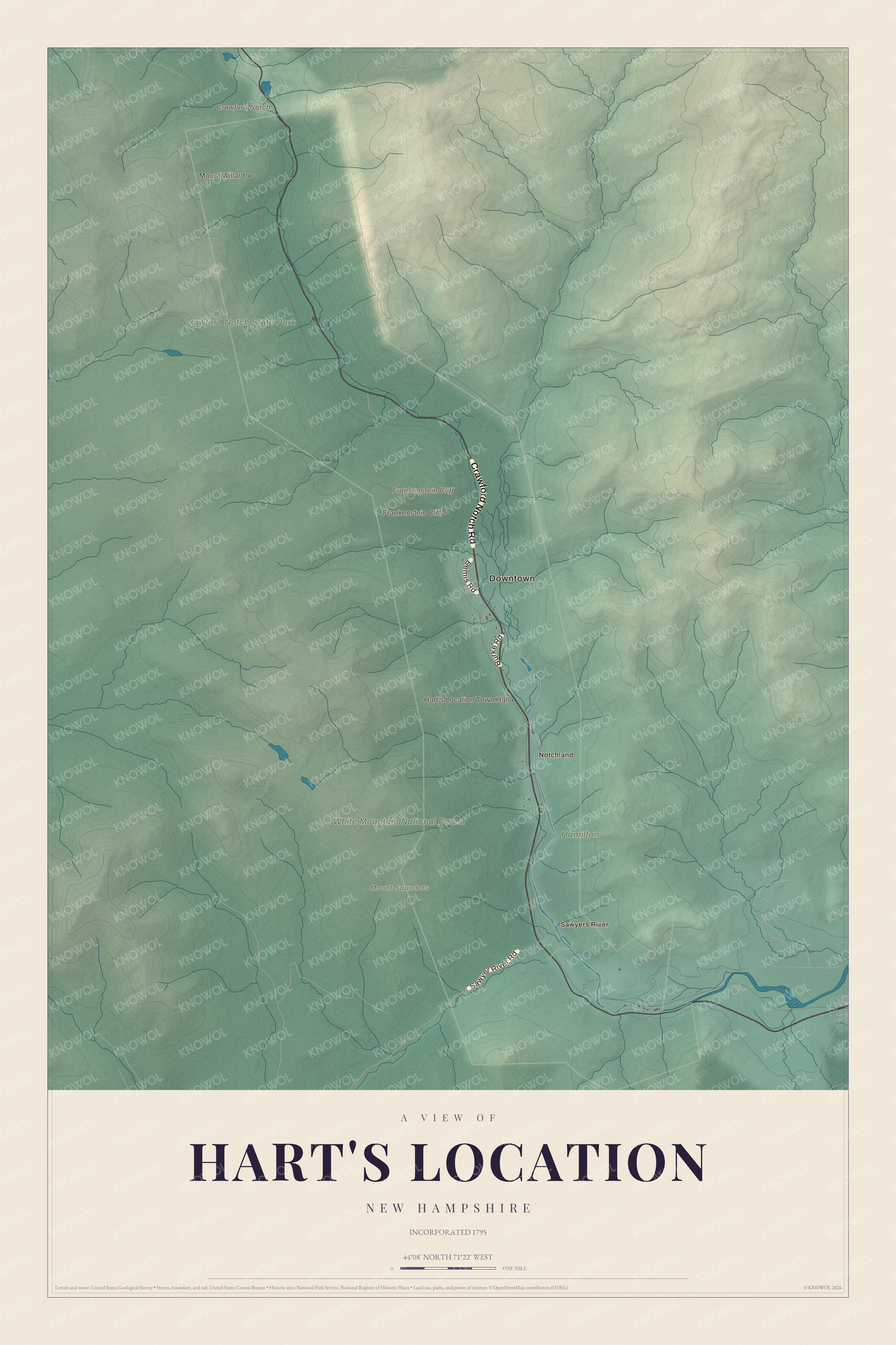Map of Hart's Location, New Hampshire