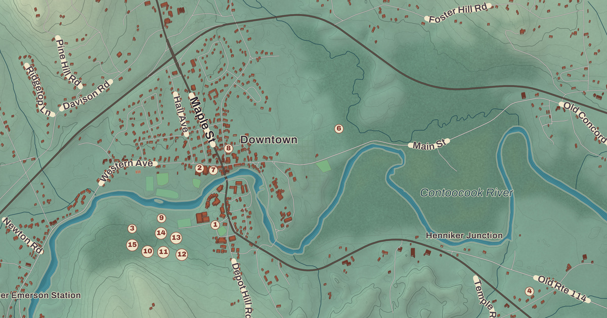 Beautifully Detailed Map of Henniker, New Hampshire