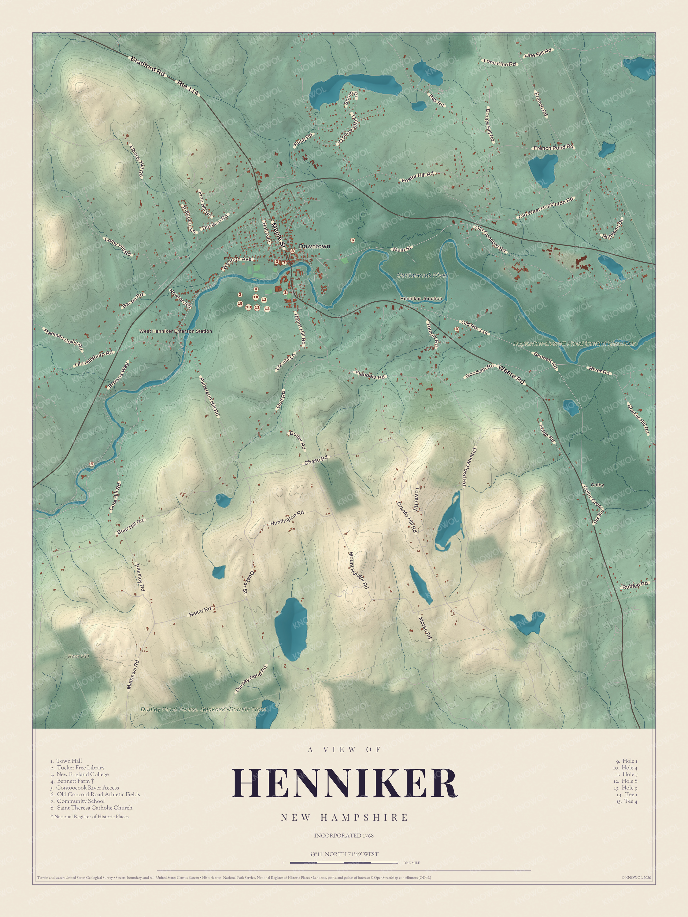 Map of Henniker, New Hampshire