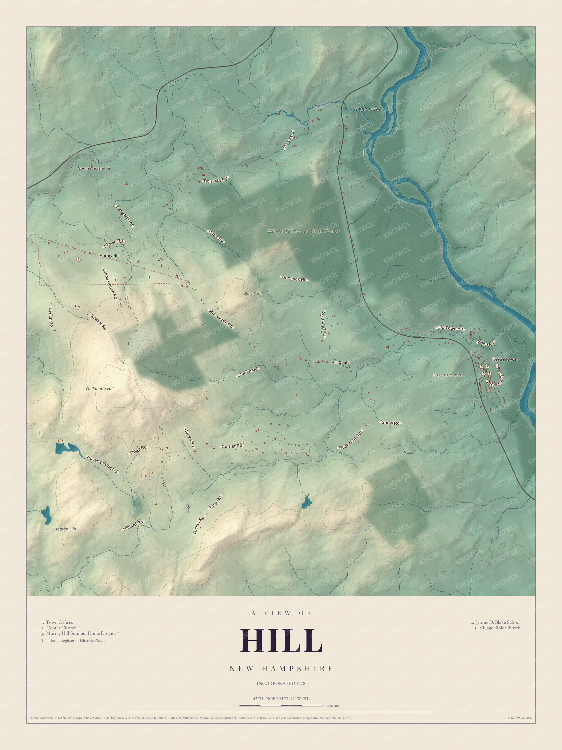 Map of Hill, New Hampshire