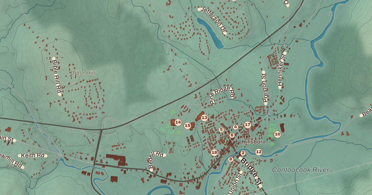 Beautifully Detailed Map of Hillsborough, New Hampshire