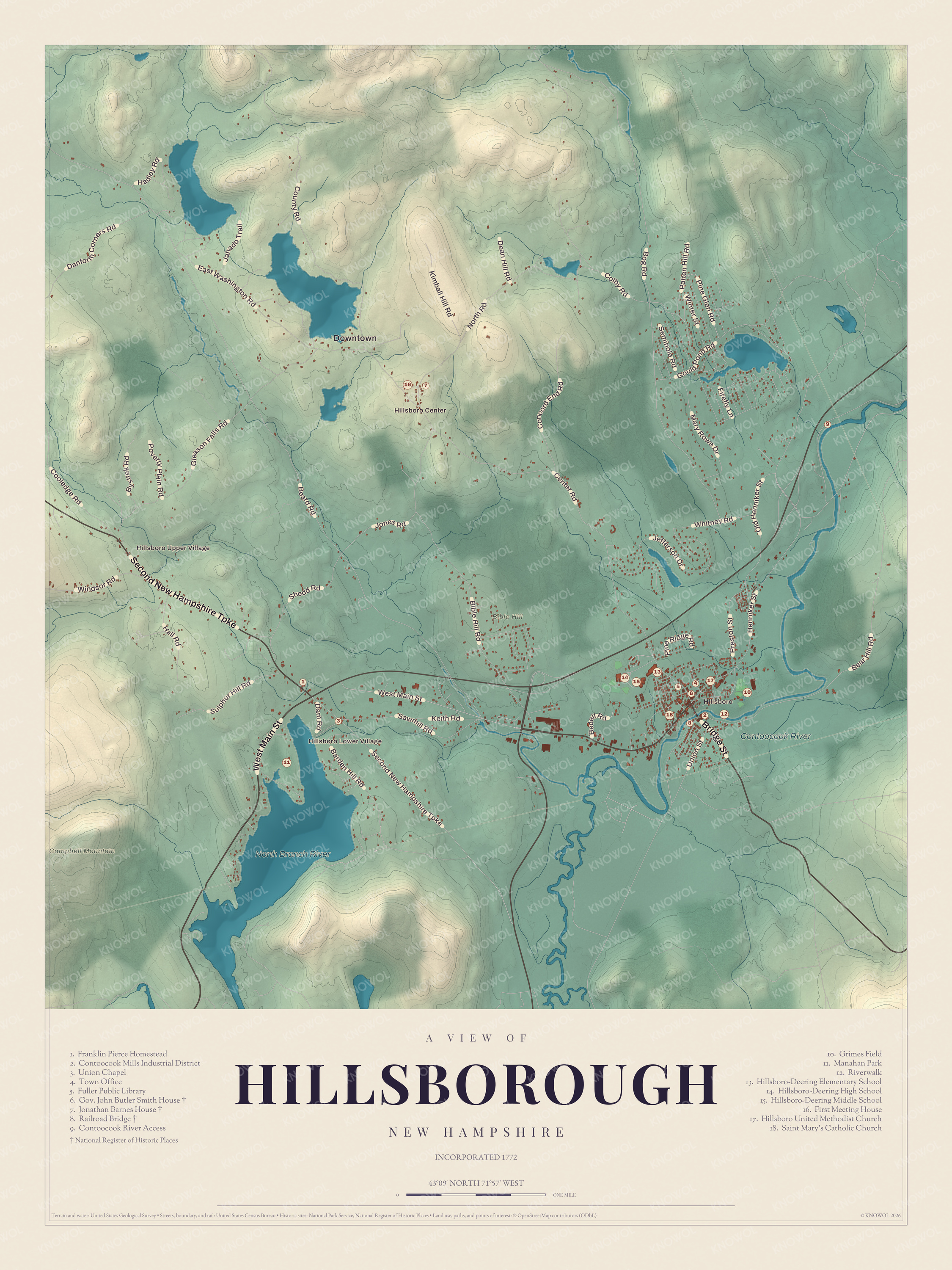 Map of Hillsborough, New Hampshire