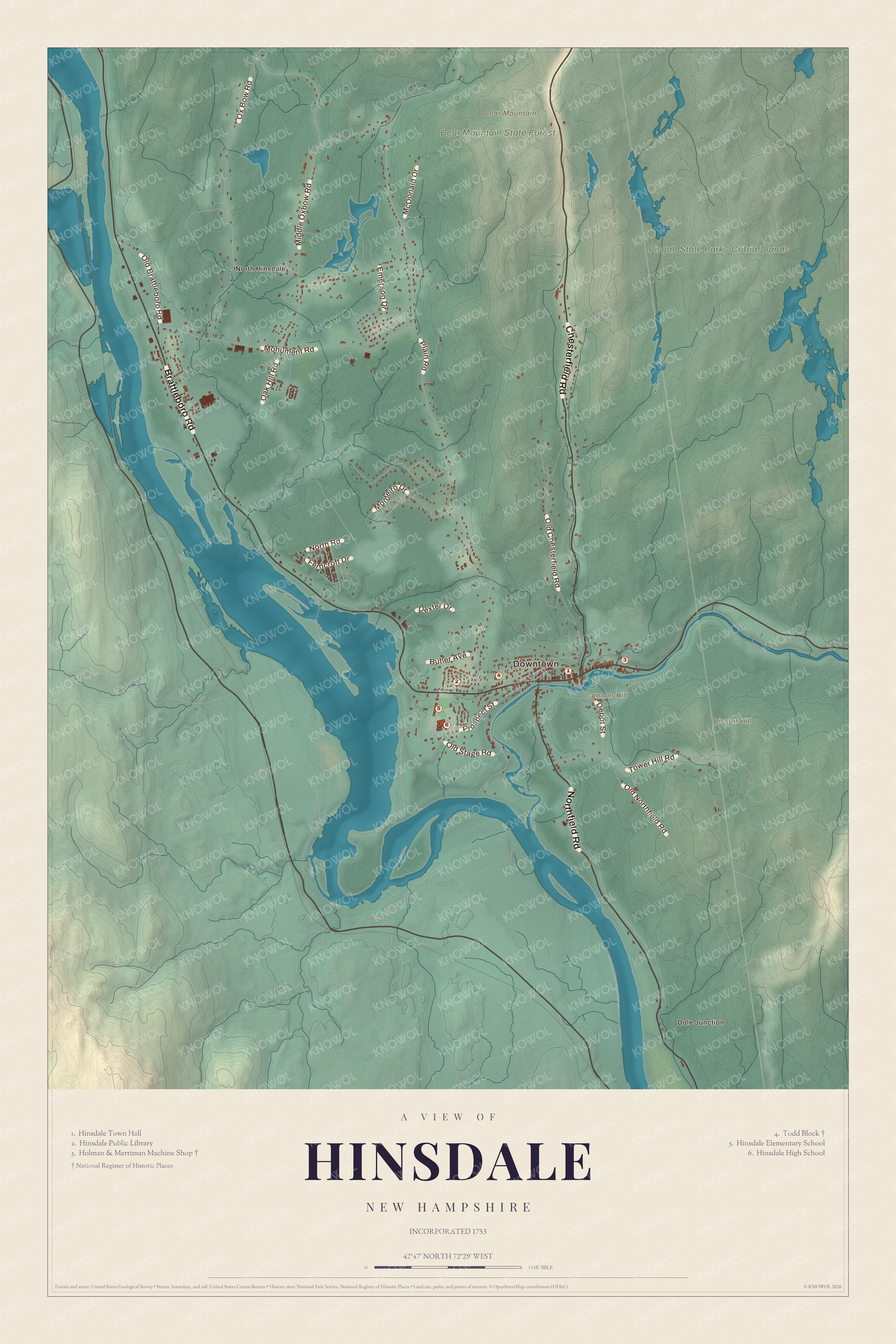 Map of Hinsdale, New Hampshire