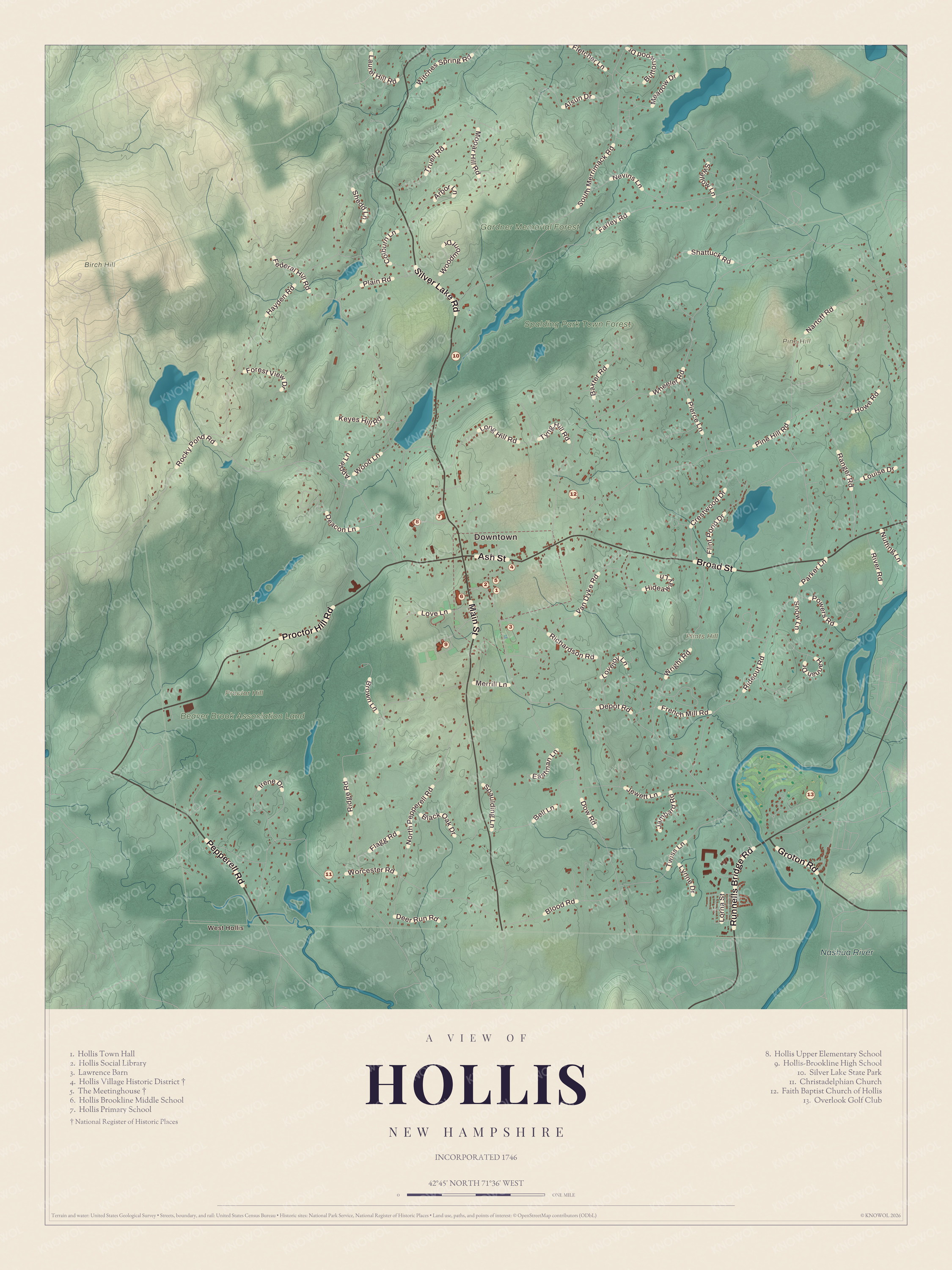 Map of Hollis, New Hampshire