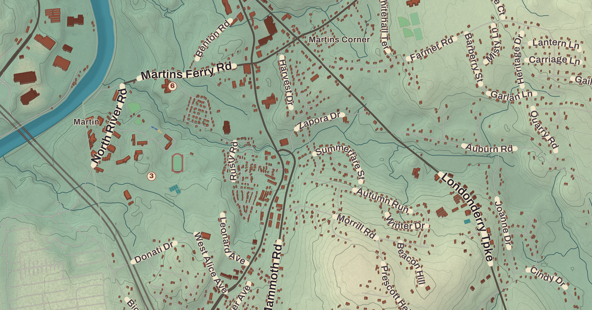 Beautifully Detailed Map of Hooksett, New Hampshire