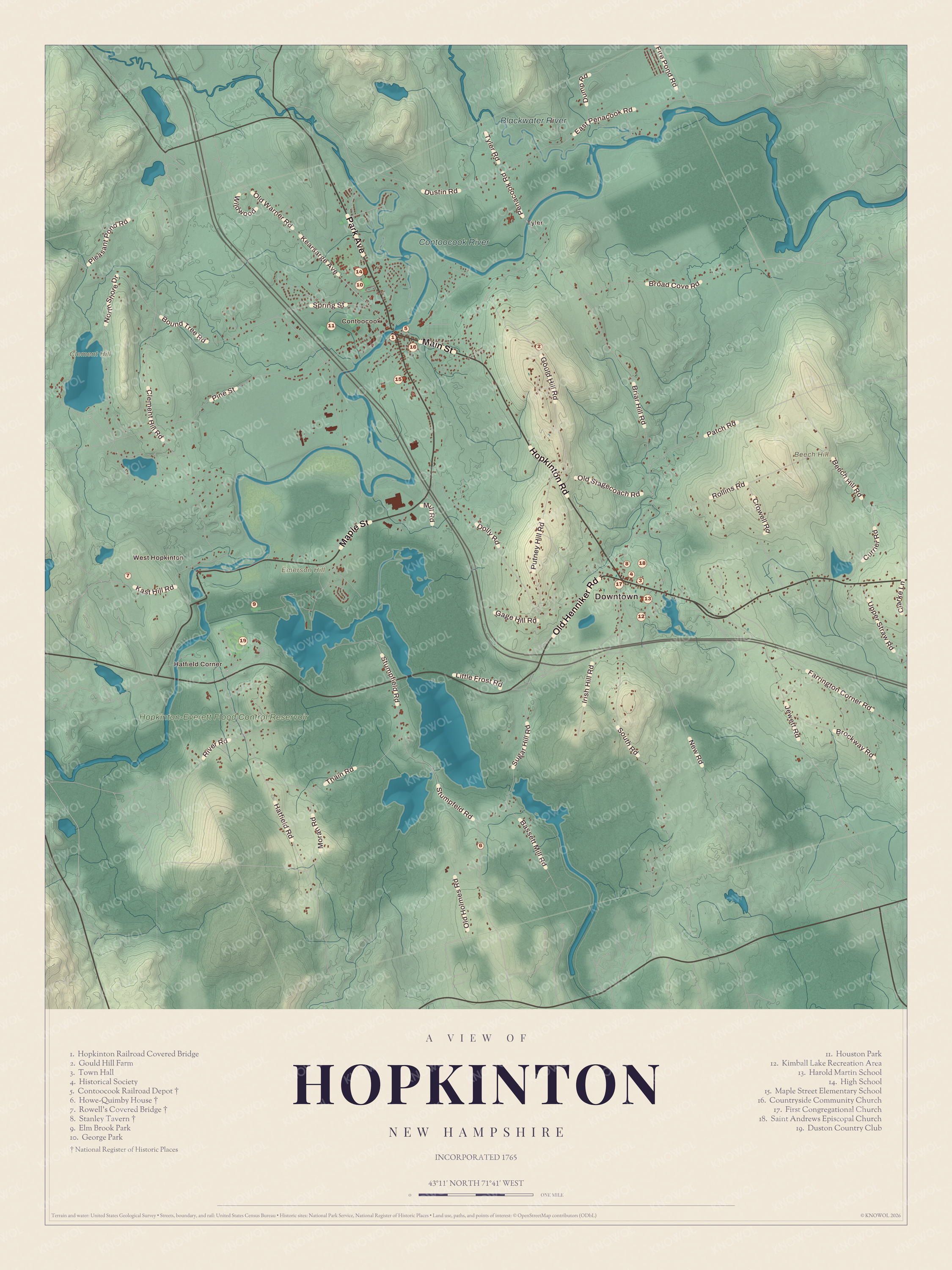 Map of Hopkinton, New Hampshire